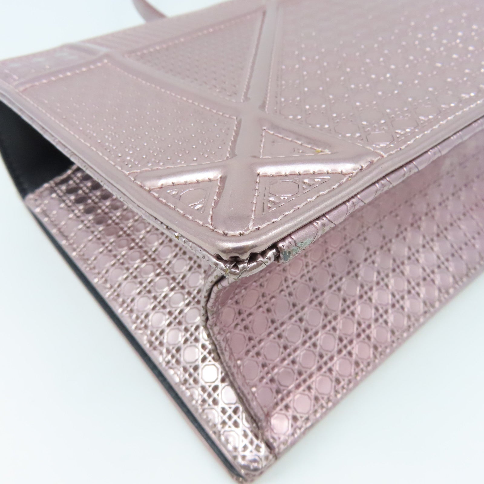 Dior Patent Leather Diorama Silver Buckle Chain Shoulder Bag Pink