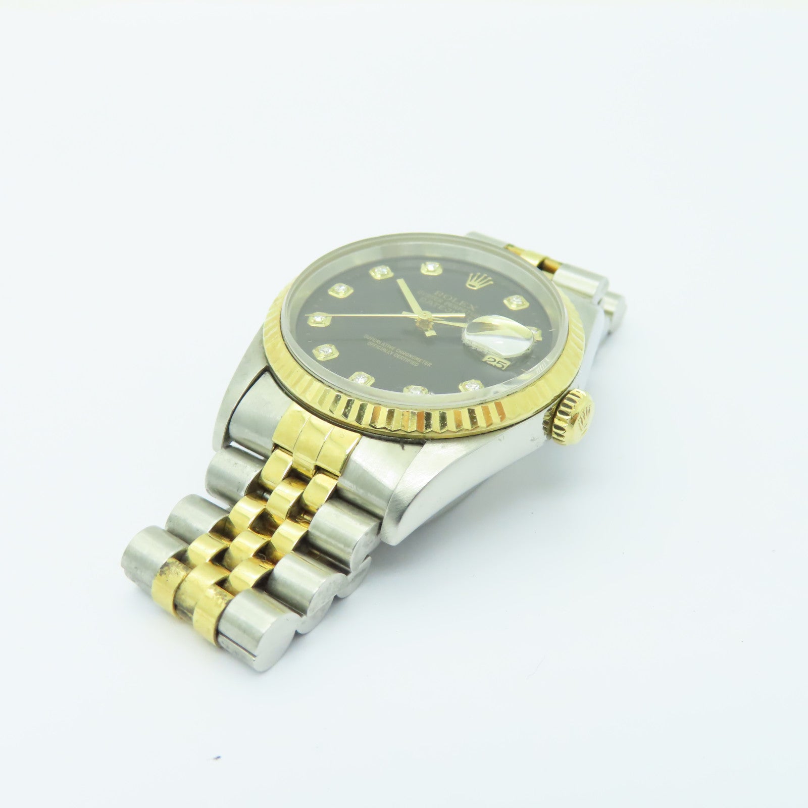 ROLEX Datejust 18K黄金/不鏽鋼鑽石手錶自動機芯黒色