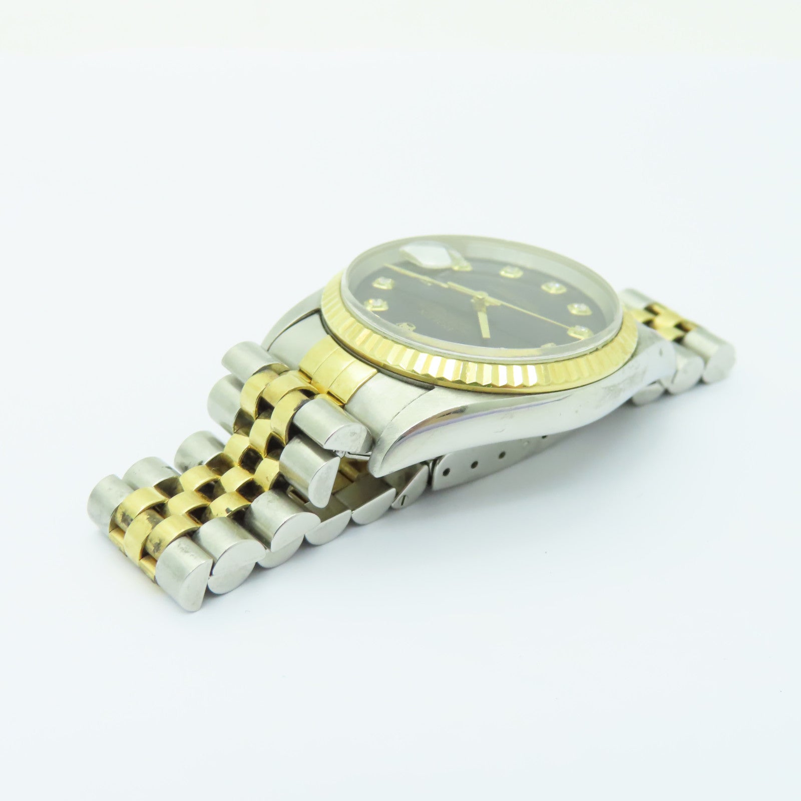ROLEX Datejust 18K黄金/不鏽鋼鑽石手錶自動機芯黒色