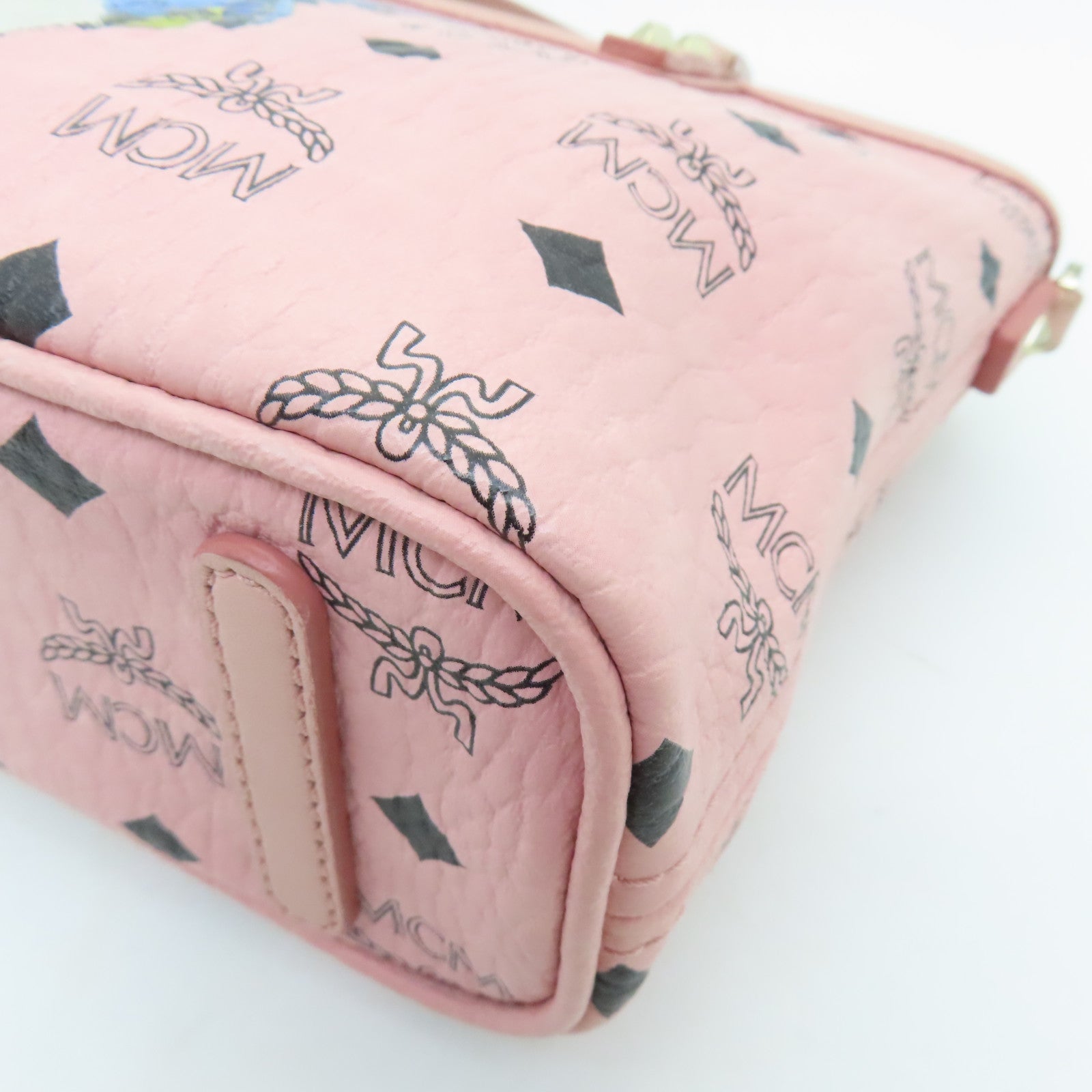 MCM Cowhide Leather 2way Shoulder Bag Gold Buckle Handle Shoulder Bag Pink