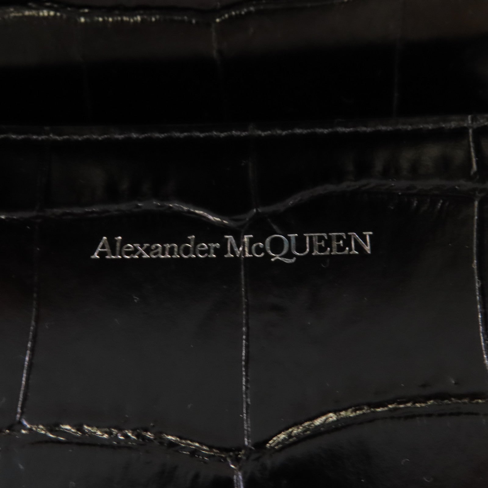 Alexander McQueen 牛皮皮革Chain Shoulder Bag銀扣鏈帶肩背袋黑色