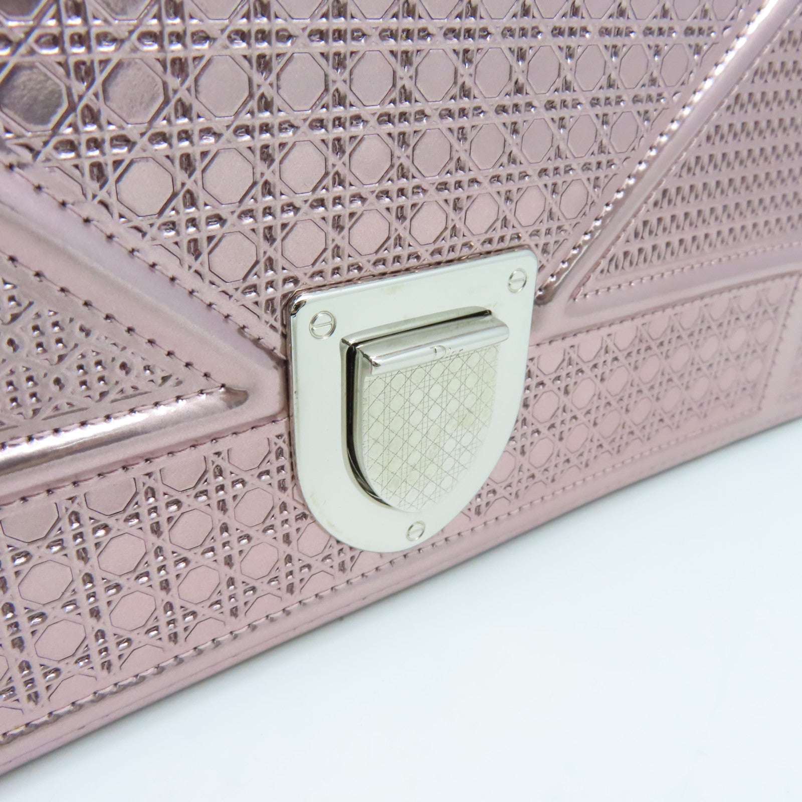 Dior Patent Leather Diorama Silver Buckle Chain Shoulder Bag Pink
