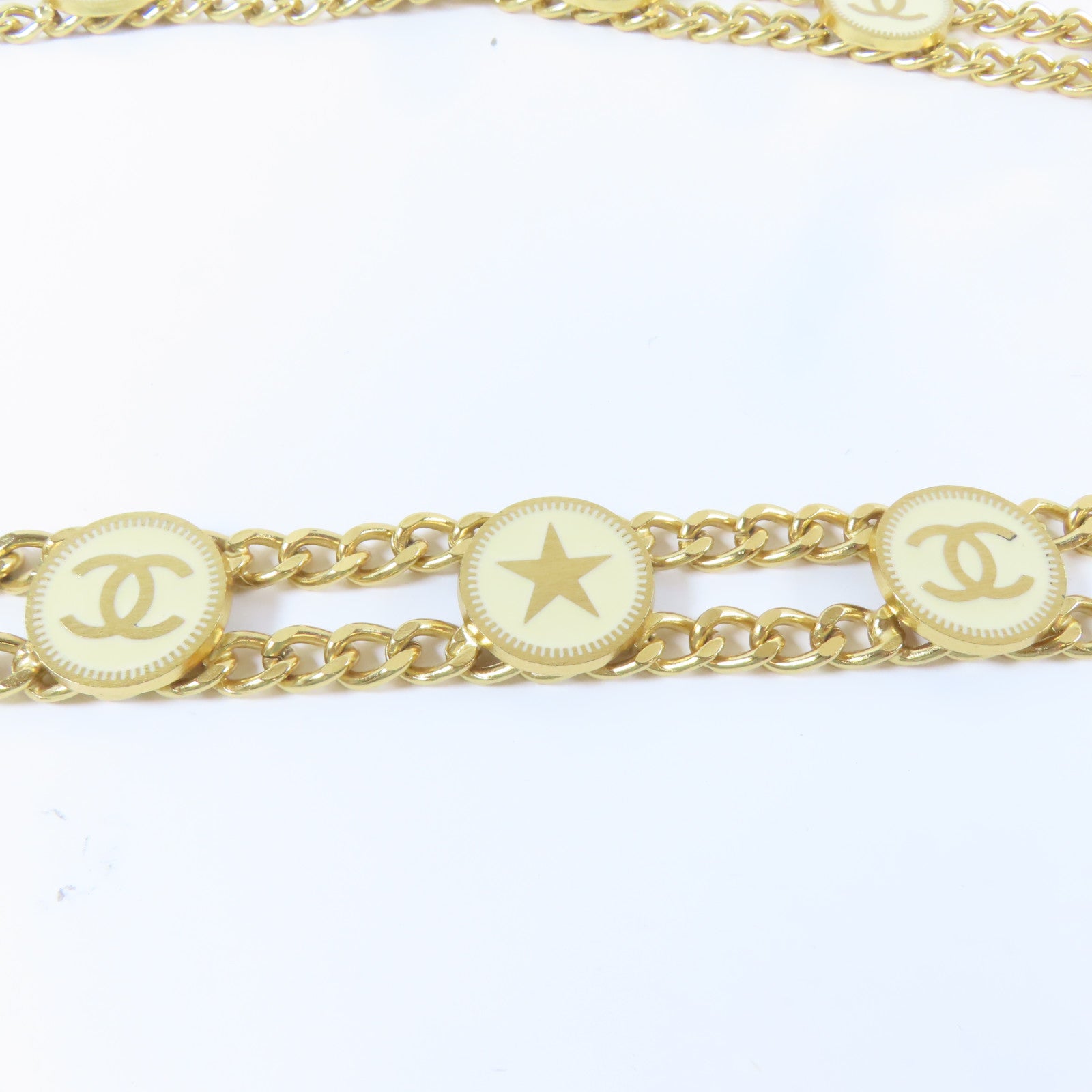 CHANEL 金屬Chain Belt腰帶金色/米色