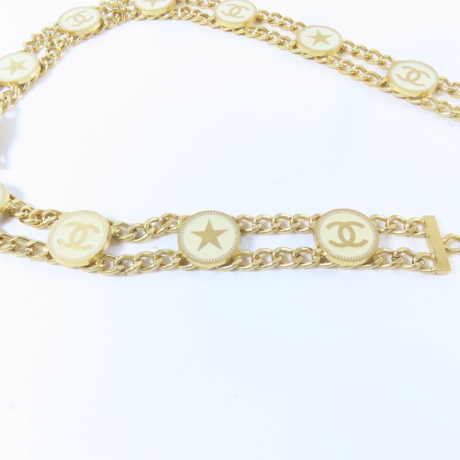 CHANEL 金屬Chain Belt腰帶金色/米色