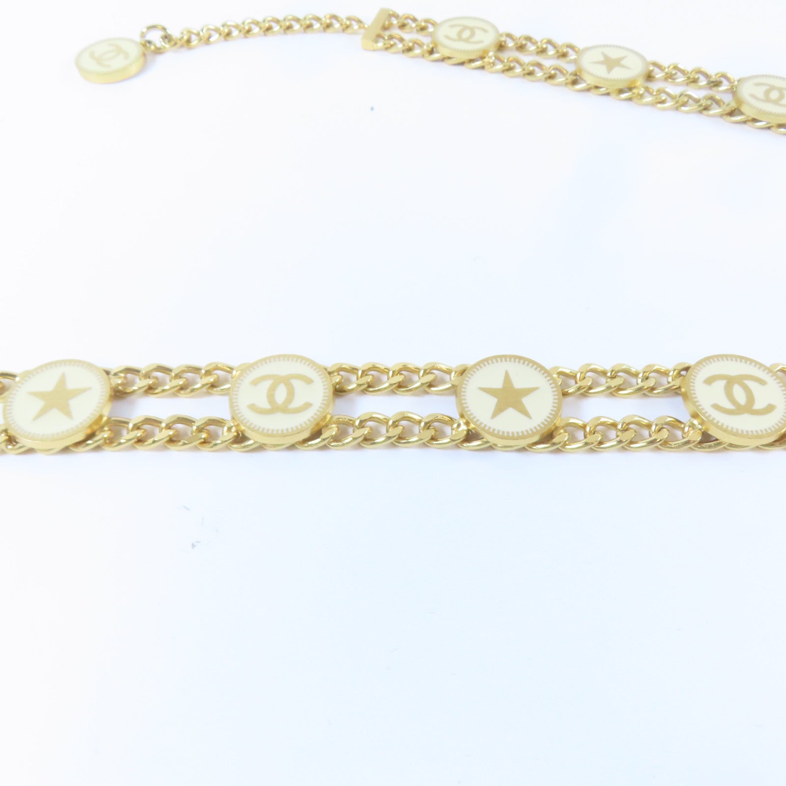CHANEL 金屬Chain Belt腰帶金色/米色