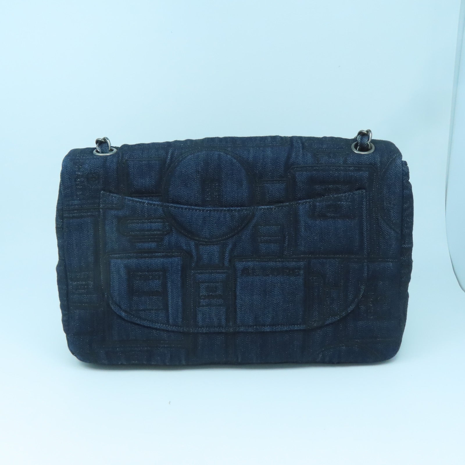 CHANEL denim Chain Shoulder silver buckle shoulder shoulder bag