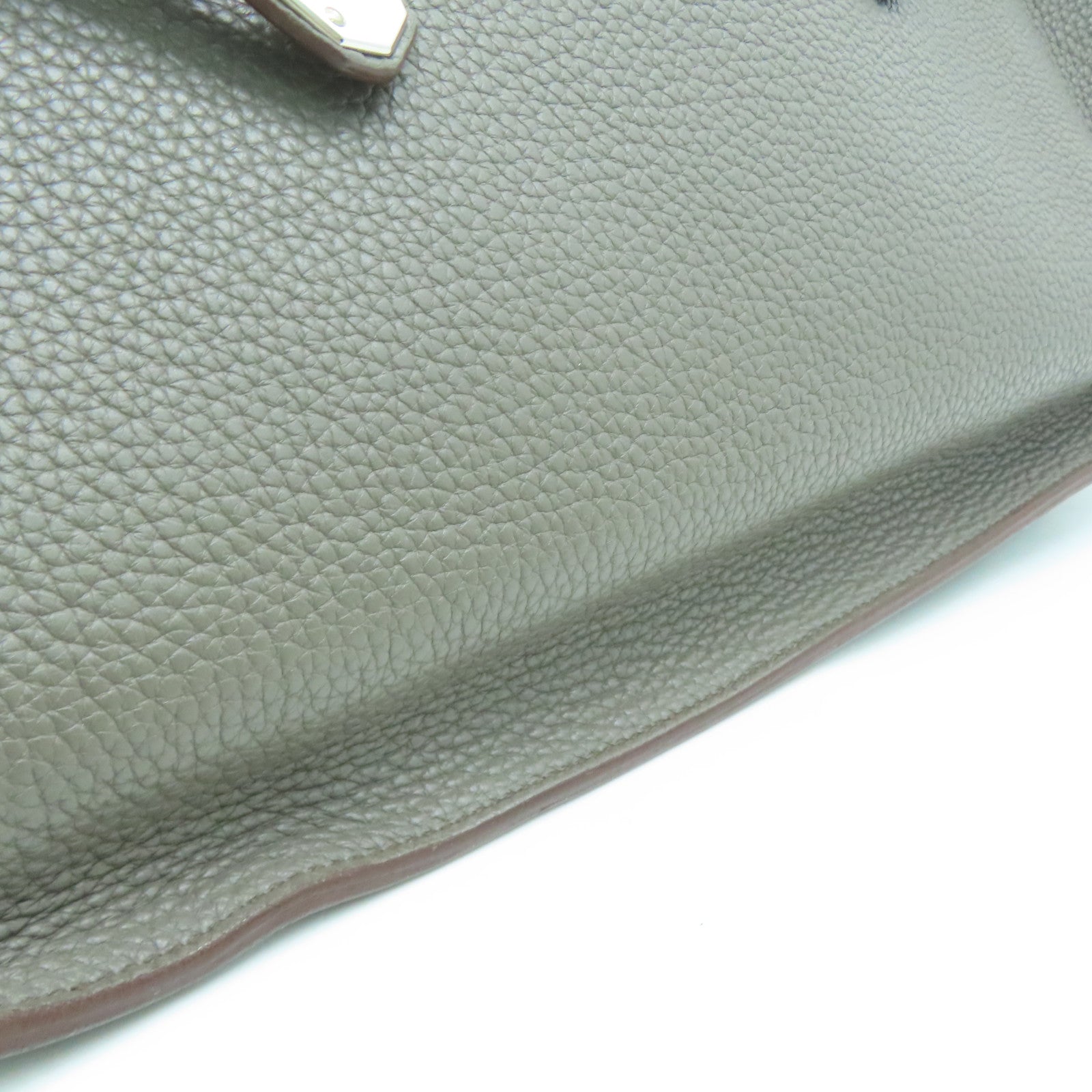 HERMES Clemence皮革Jypsiese 34银扣肩背袋Etain/灰色