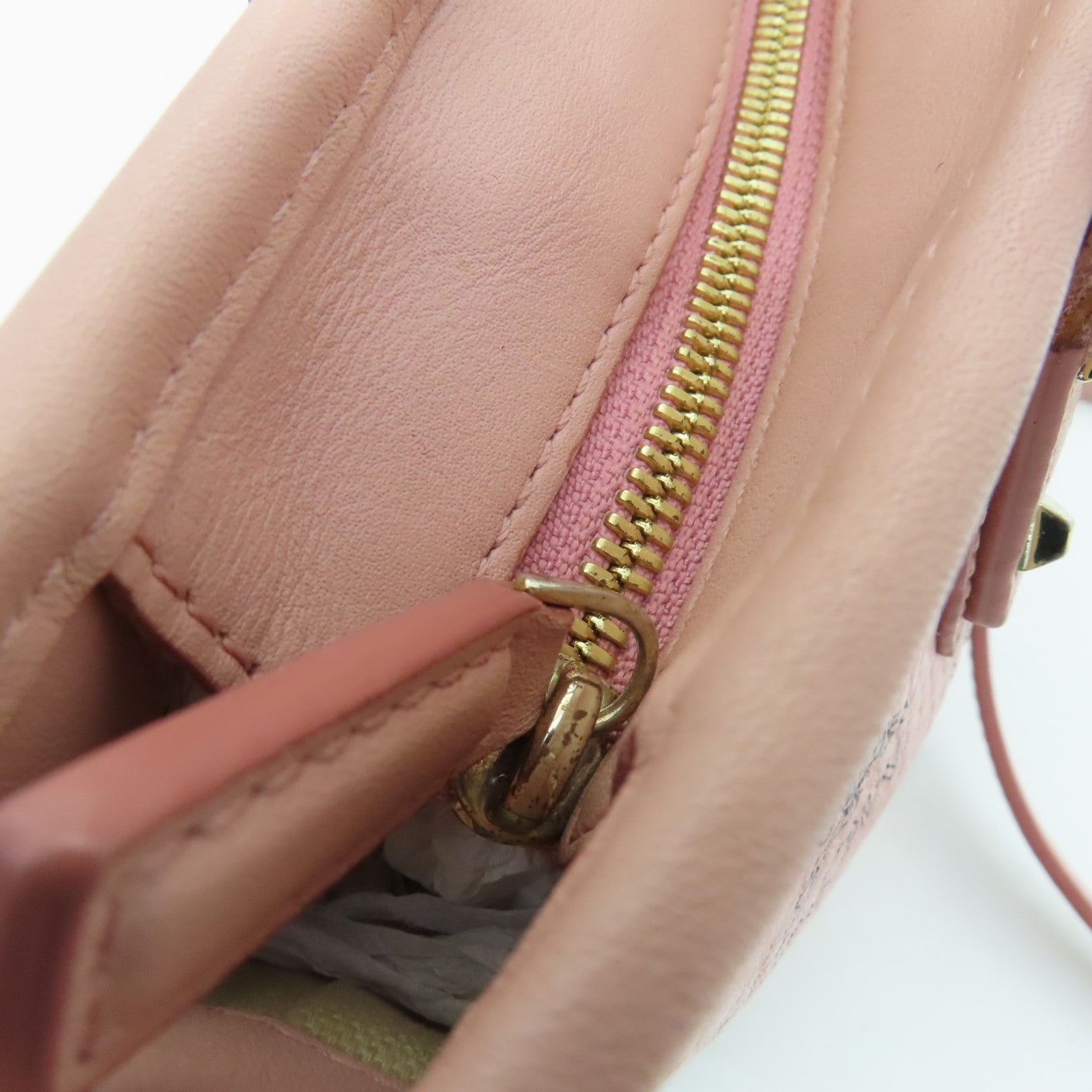 MCM Cowhide Leather 2way Shoulder Bag Gold Buckle Handle Shoulder Bag Pink