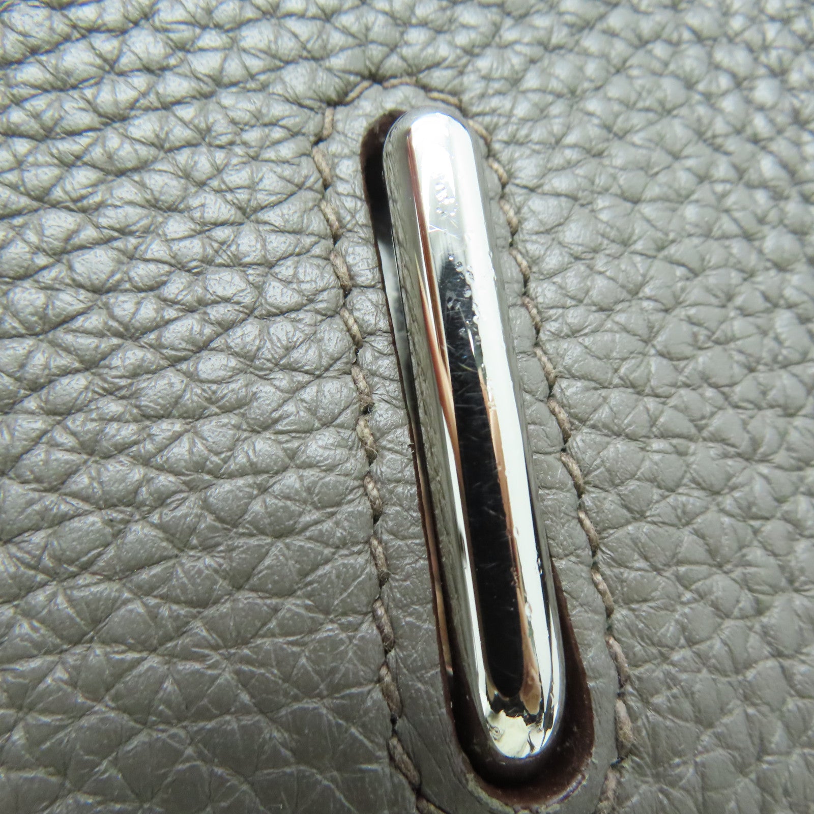HERMES Clemence皮革Jypsiese 34银扣肩背袋Etain/灰色