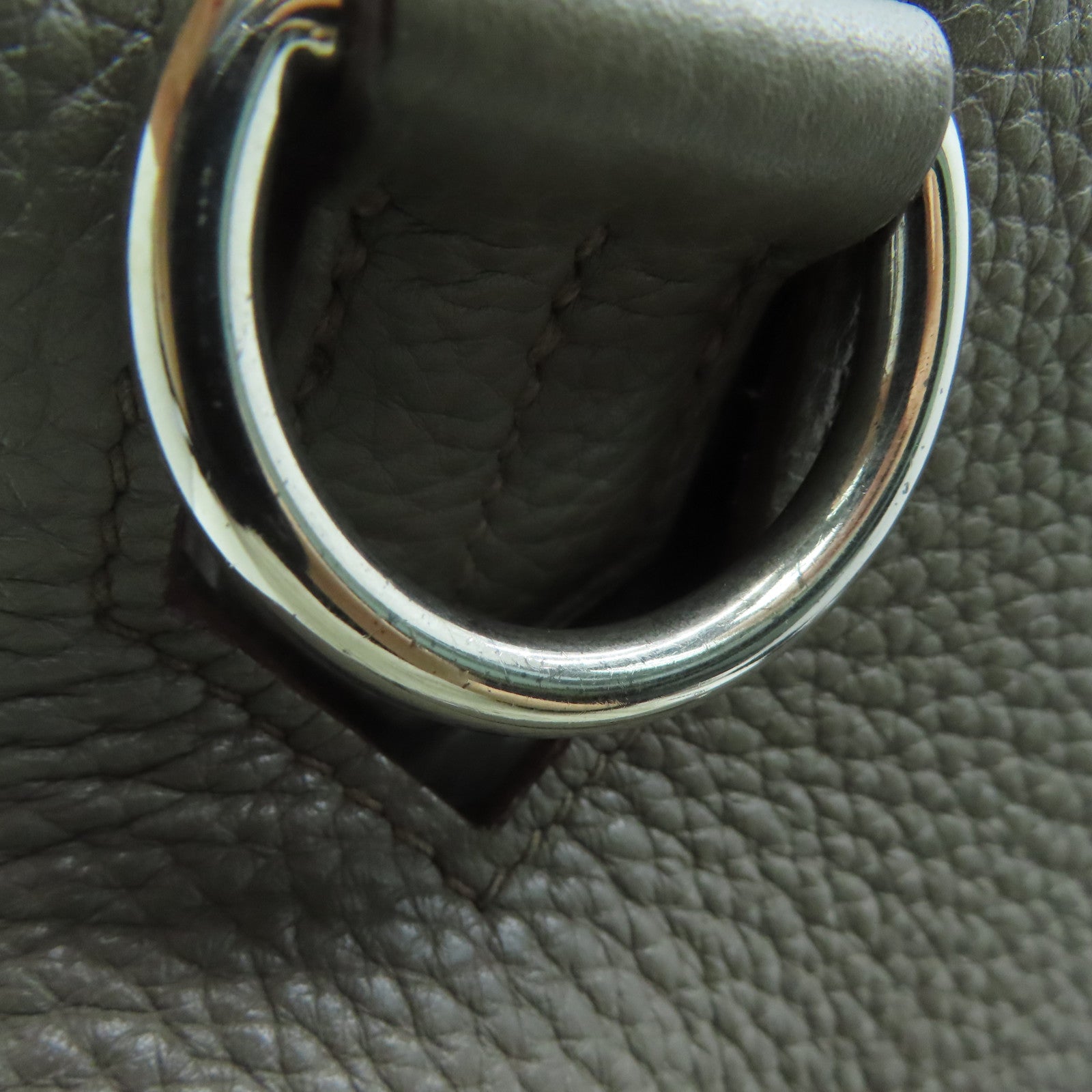 HERMES Clemence皮革Jypsiese 34银扣肩背袋Etain/灰色