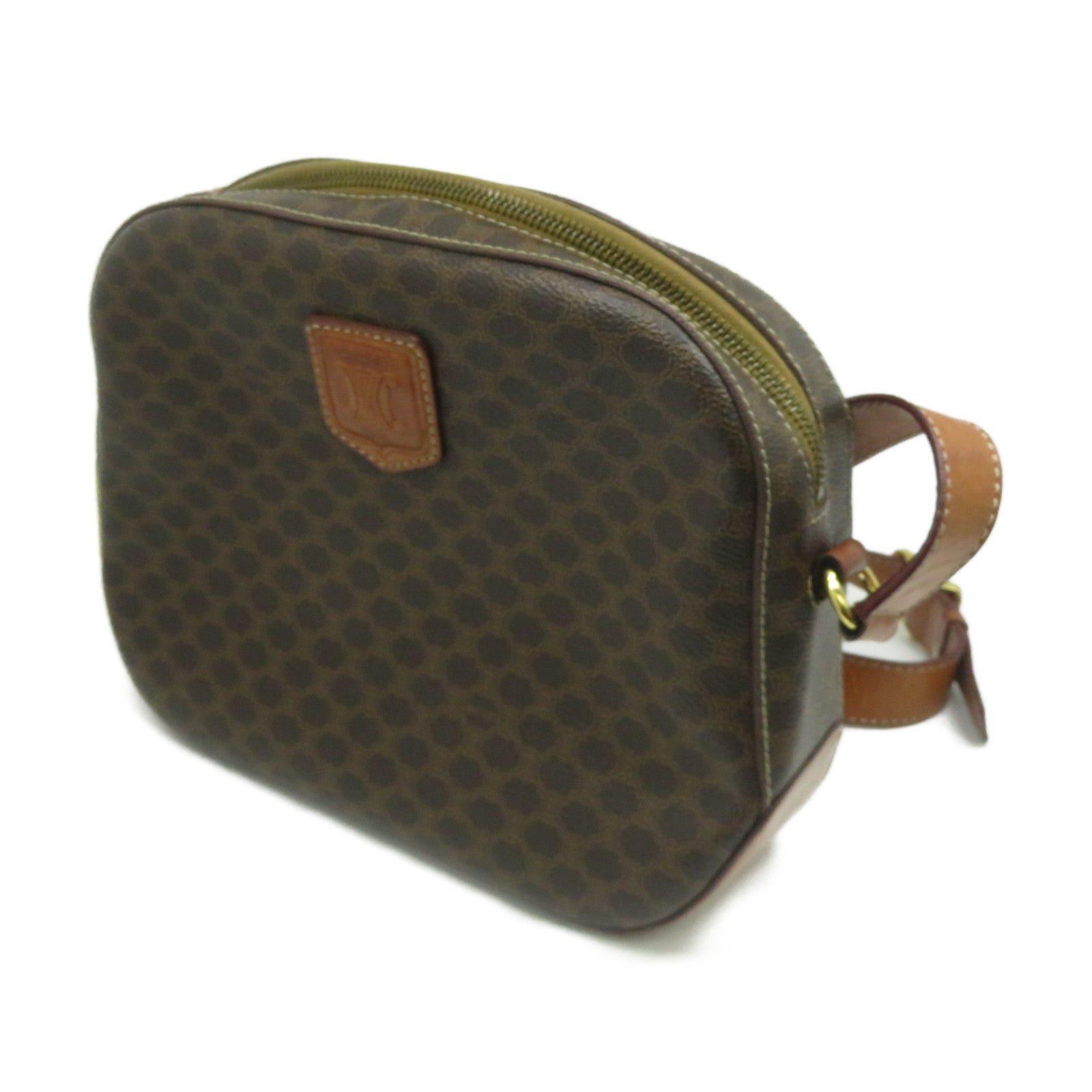 CELINE 塗層帆布Shoulder Bag金扣肩背袋啡色