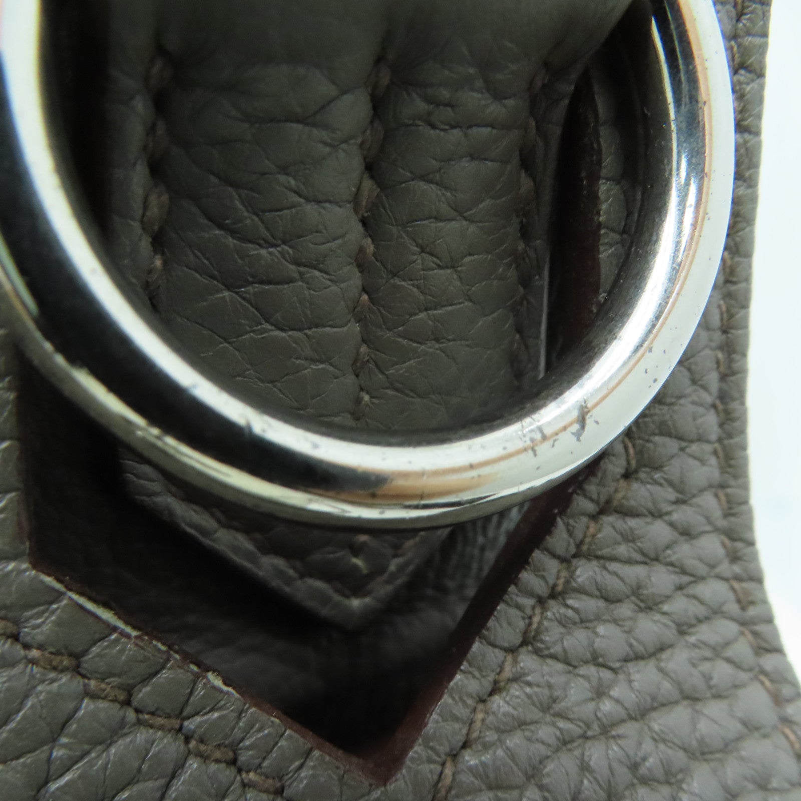HERMES Clemence皮革Jypsiese 34银扣肩背袋Etain/灰色