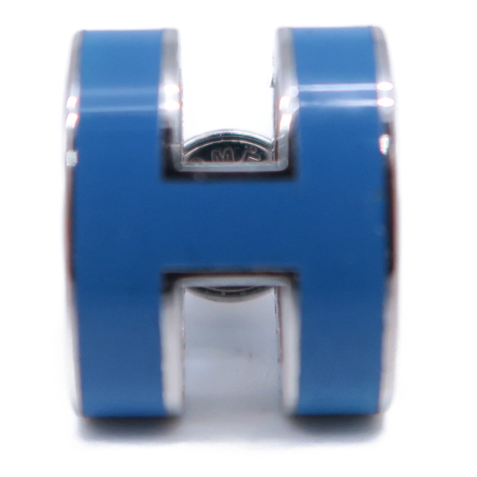 HERMES 金屬Pop H Earrings耳環銀色/藍色