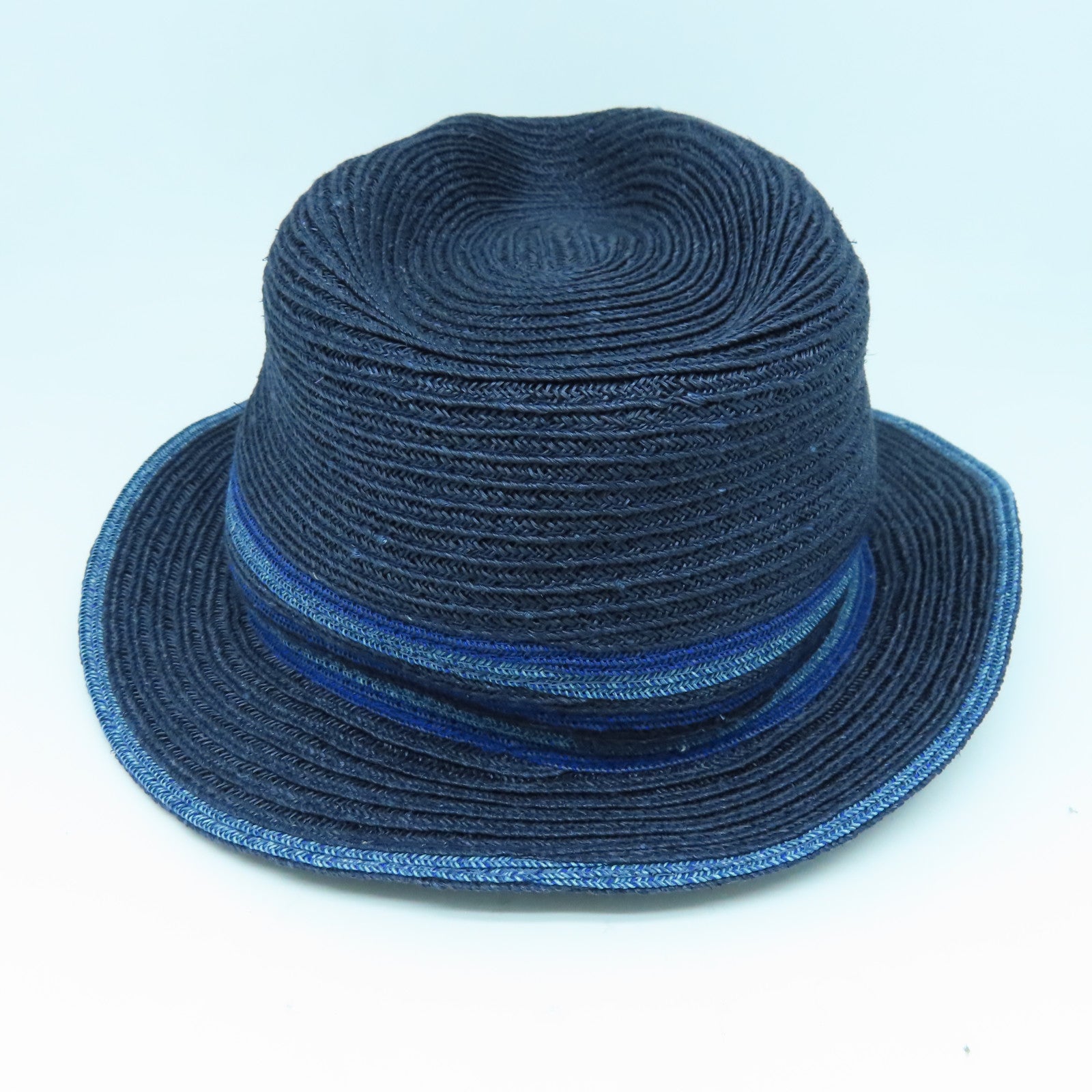 HERMES 麻質Straw Hat草帽藍色#59