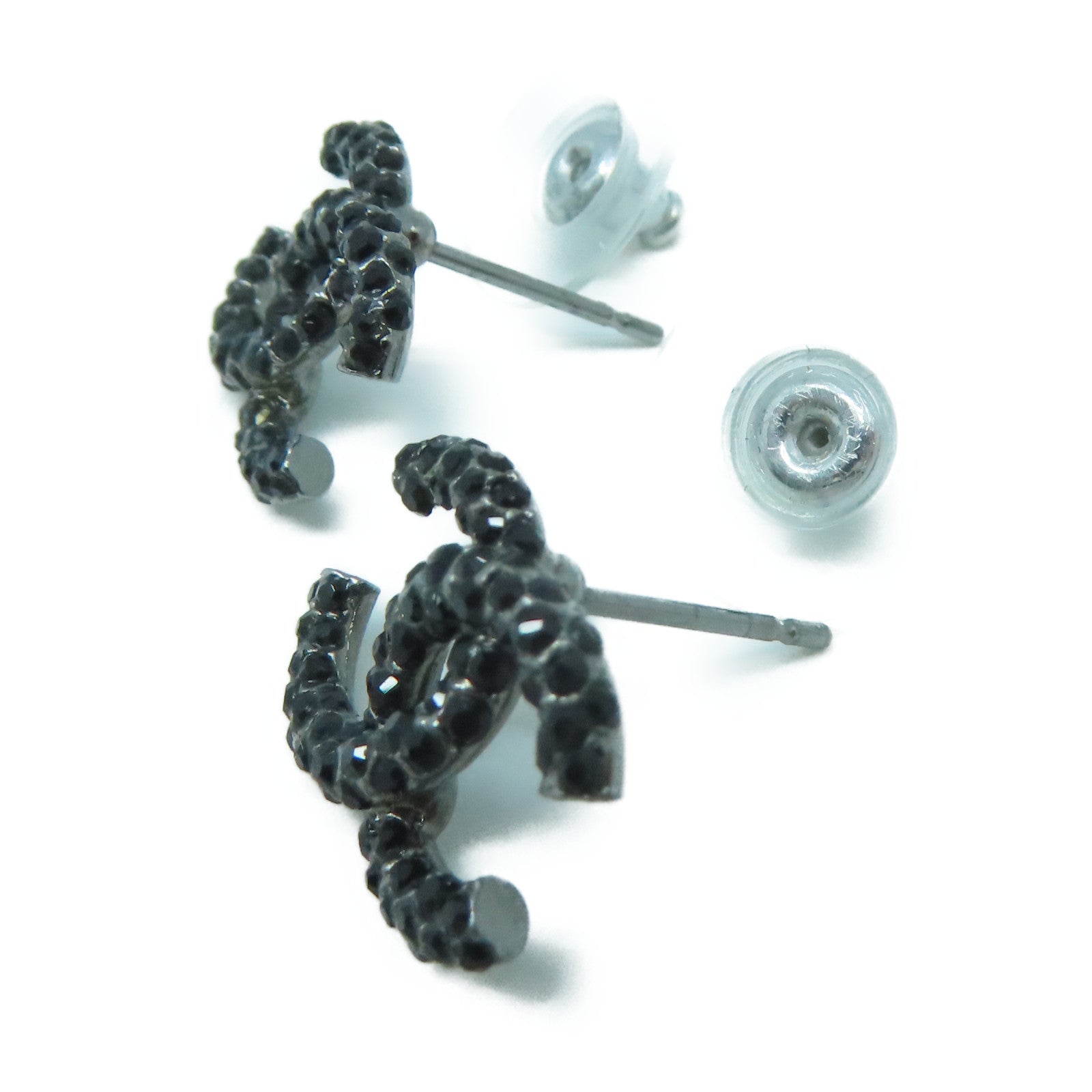 CHANEL 金屬Earrings耳環黑色/銀色