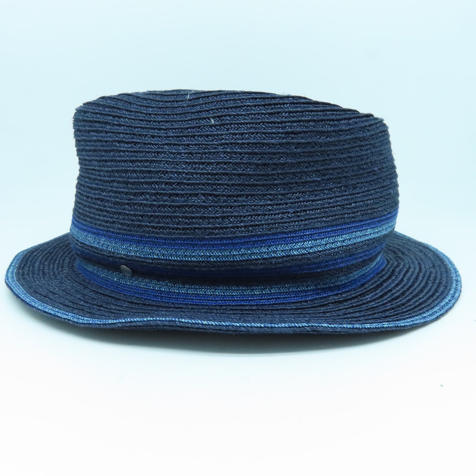 HERMES 麻質Straw Hat草帽藍色#59