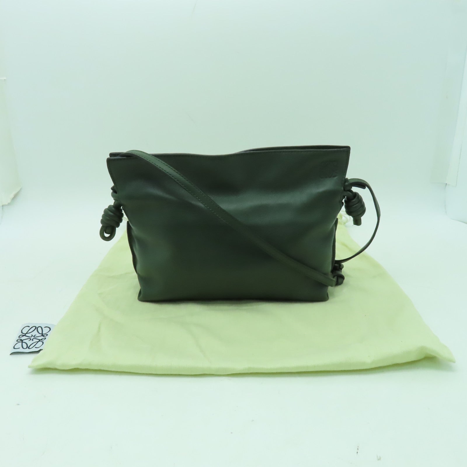LOEWE 羊皮皮革Flamenco 22金扣肩背袋綠色