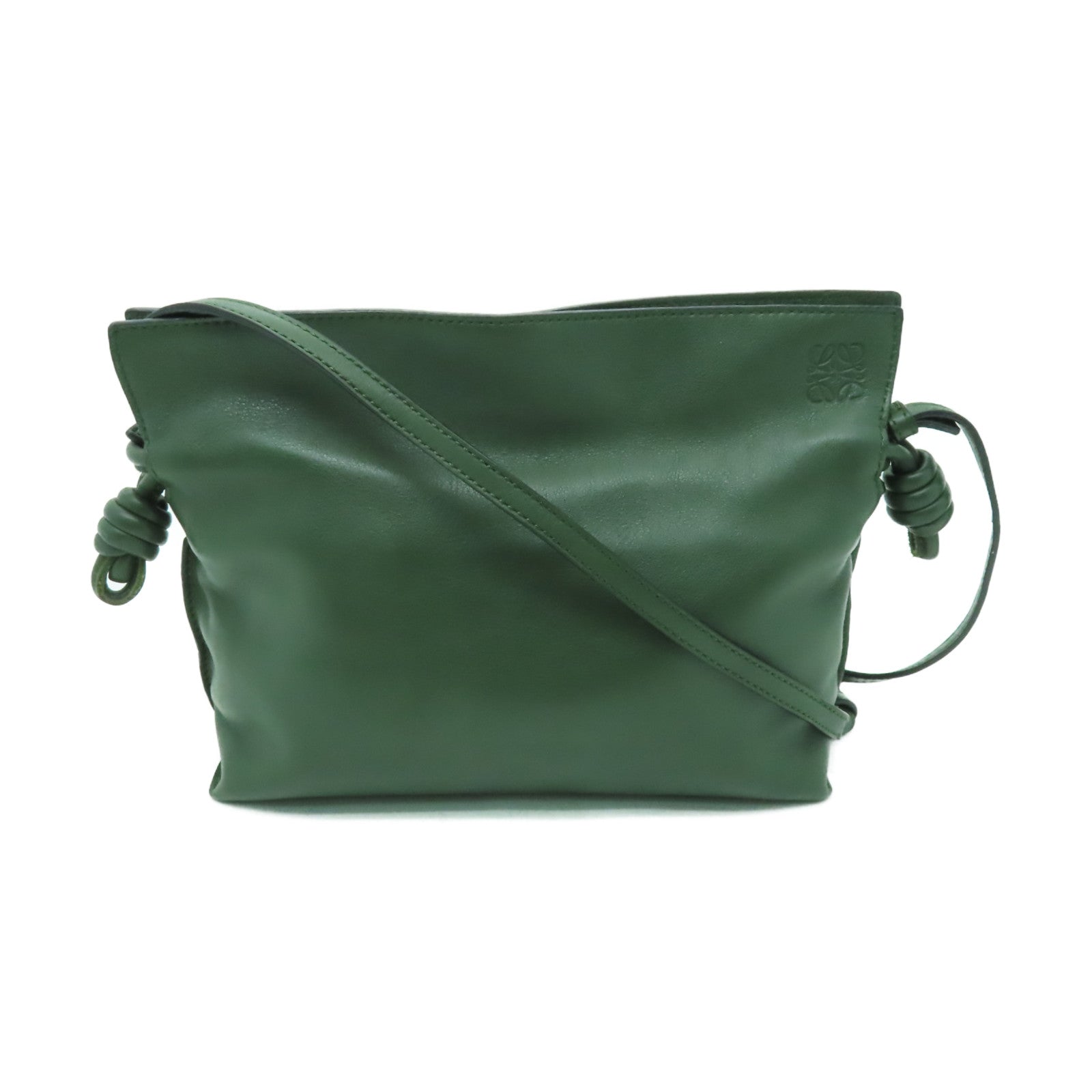 LOEWE 羊皮皮革Flamenco 22金扣肩背袋綠色