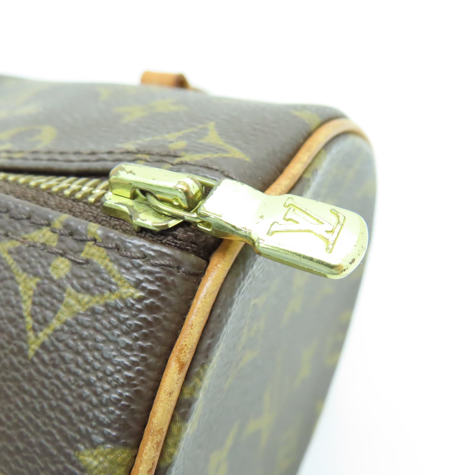 LOUIS VUITTON Monogram Papillon PM金扣肩背袋棕色