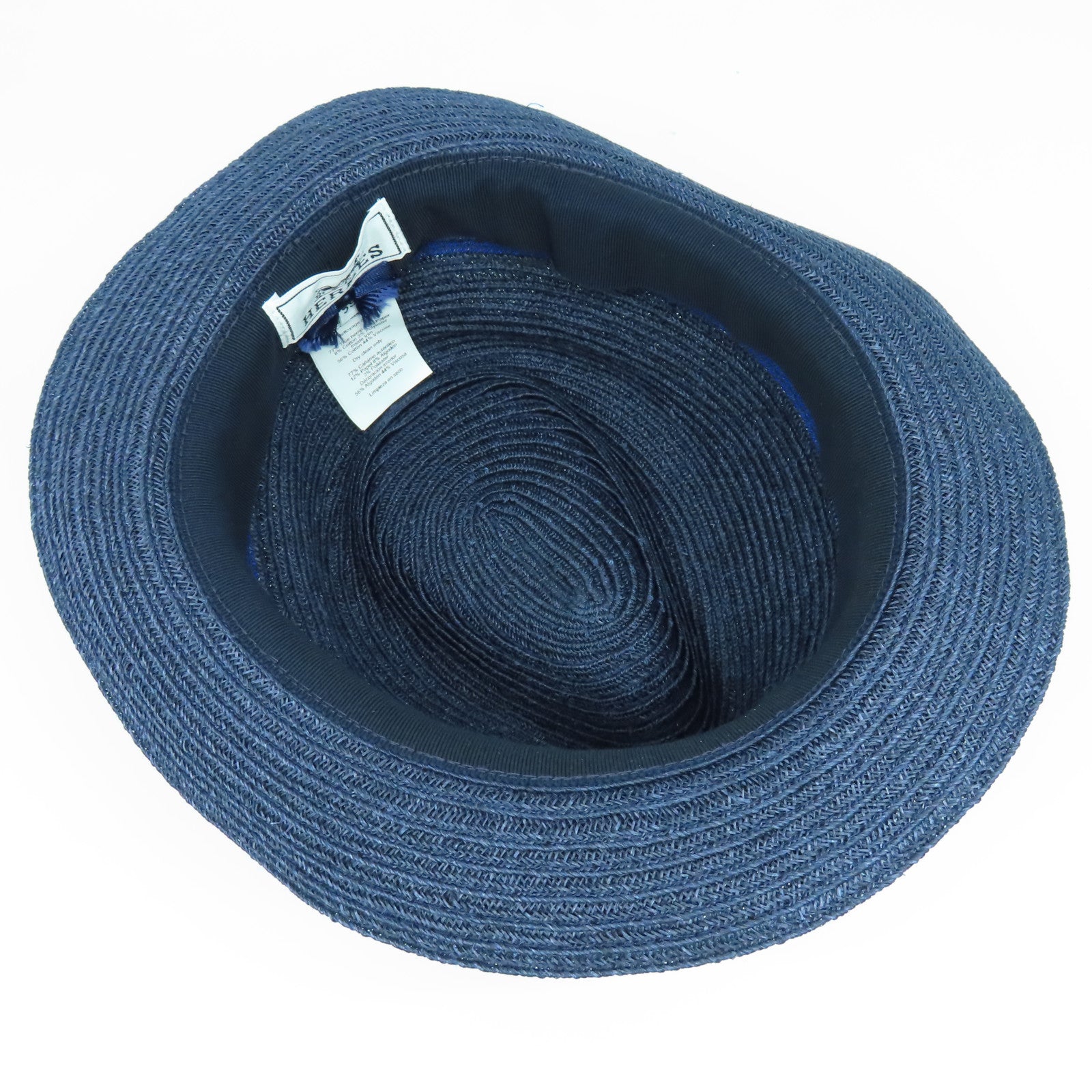 HERMES 麻質Straw Hat草帽藍色#59