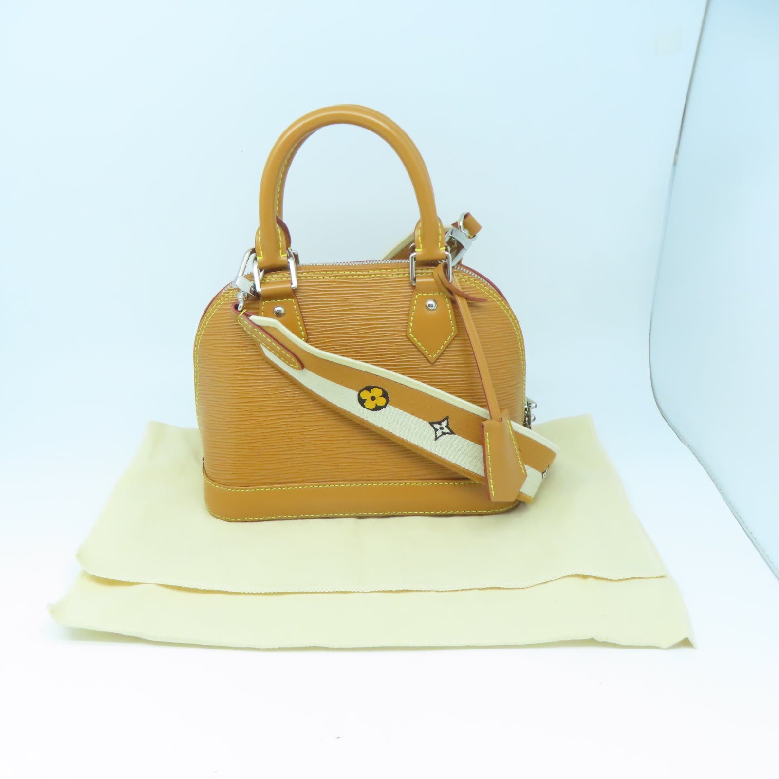LOUIS VUITTON Epi皮革Alma BB銀扣手挽肩背兩用袋棕色