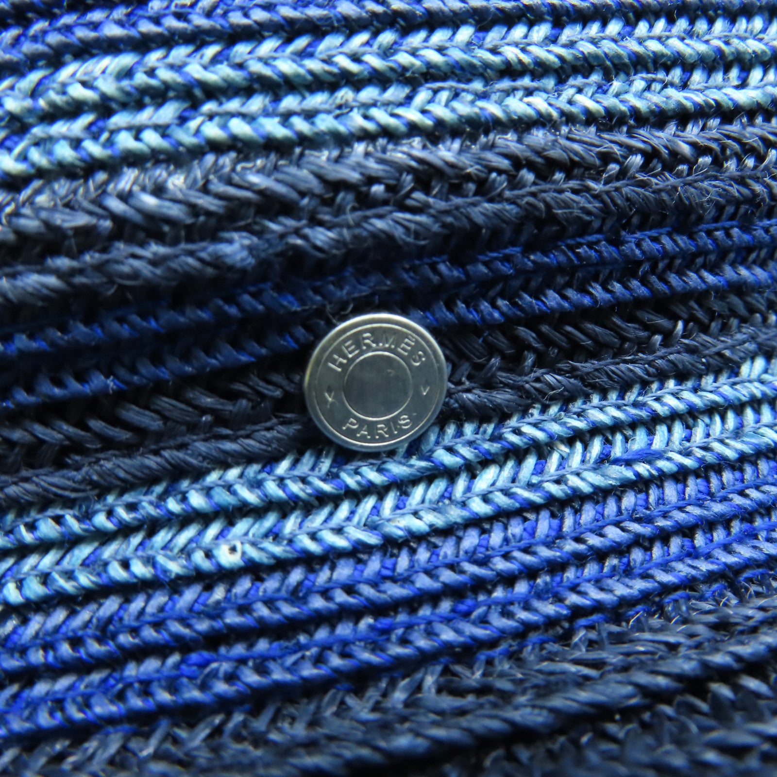 HERMES 麻質Straw Hat草帽藍色#59