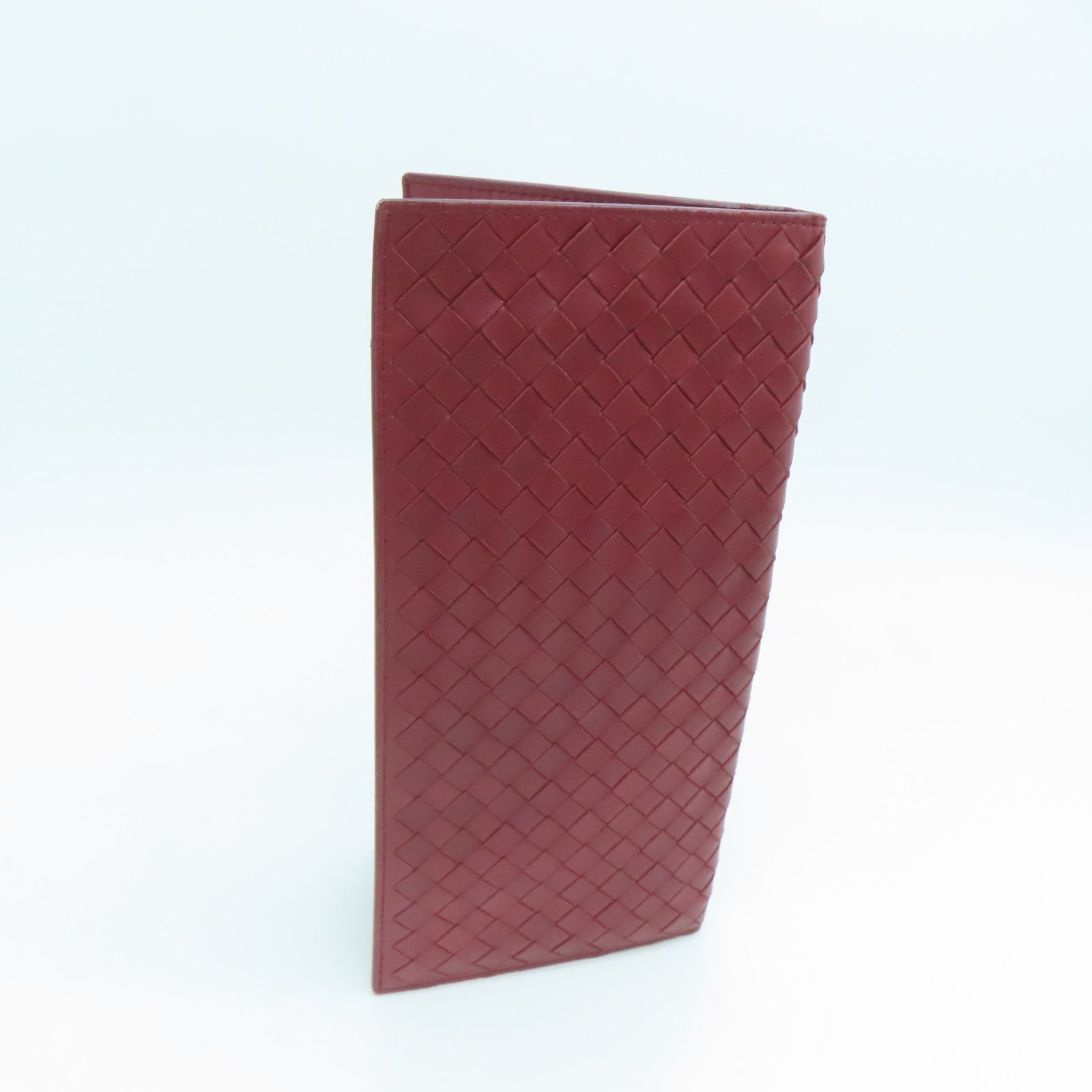 BOTTEGA VENETA 牛皮皮革Clutch金扣長錢包紅色
