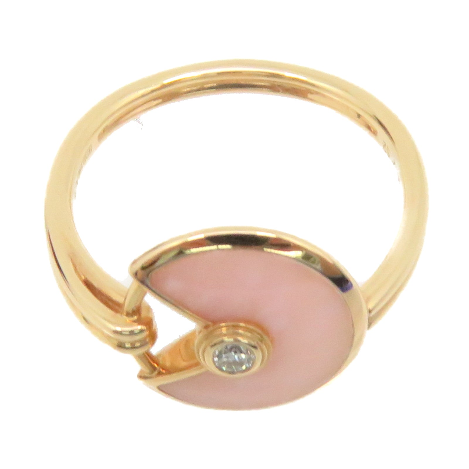 CARTIER 【激減優惠】18K玫瑰金/Amulette de Cartier Ring粉紅色蛋白石/鑽石戒指US#6/Cartier#52