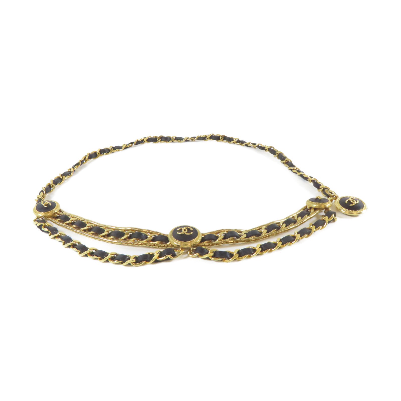 CHANEL 金屬Chain Belt腰帶金色/黑色