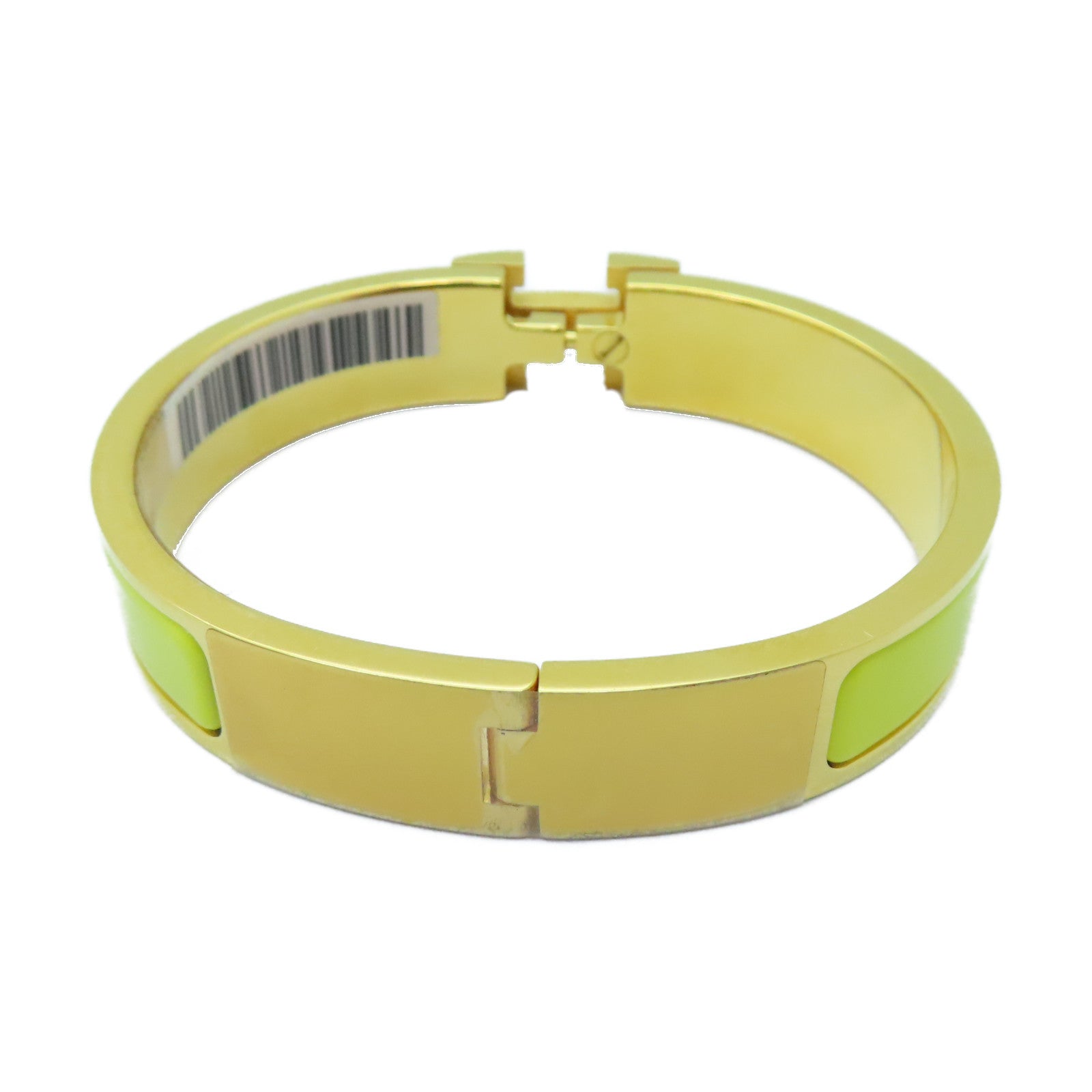HERMES 金屬Clic H金扣手鐲Lime檸檬黃色