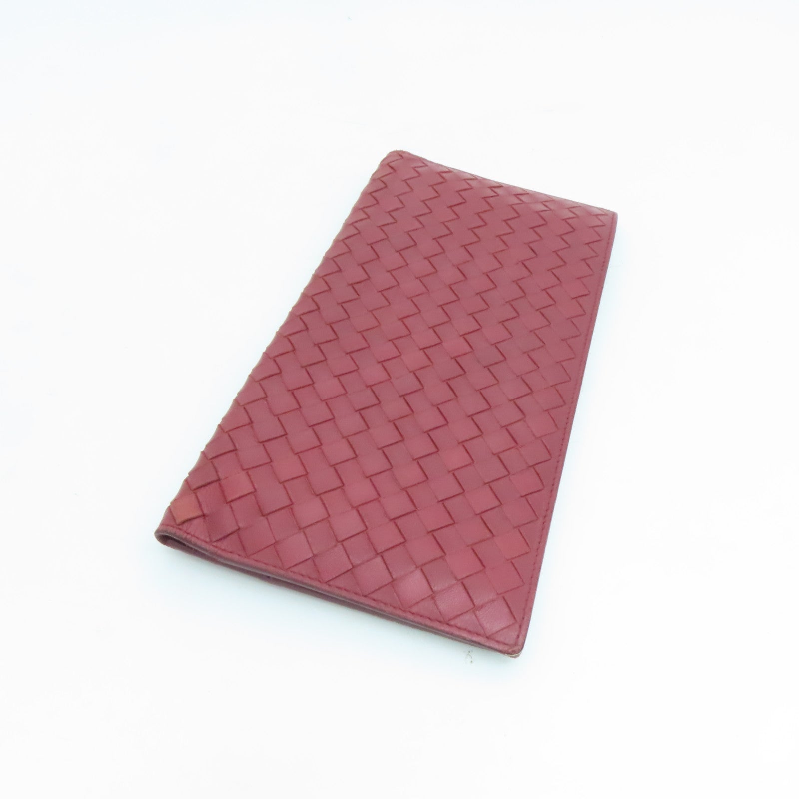 BOTTEGA VENETA 牛皮皮革Clutch金扣長錢包紅色
