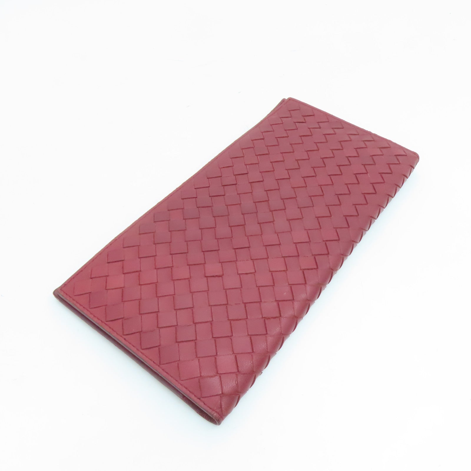 BOTTEGA VENETA 牛皮皮革Clutch金扣長錢包紅色