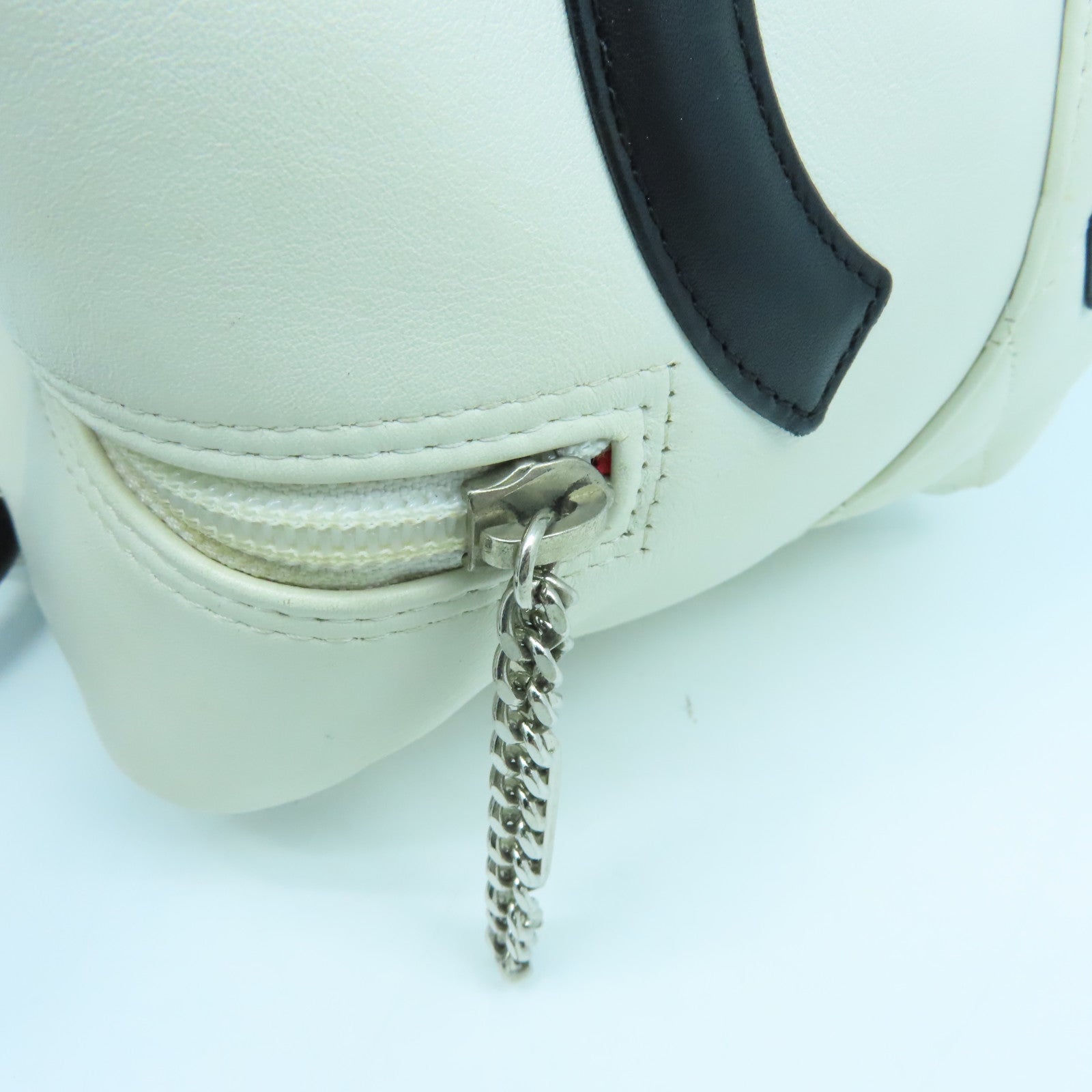 CHANEL Rhombus Calfskin Leather Cambon Silver Buckle Shoulder Bag White/Black