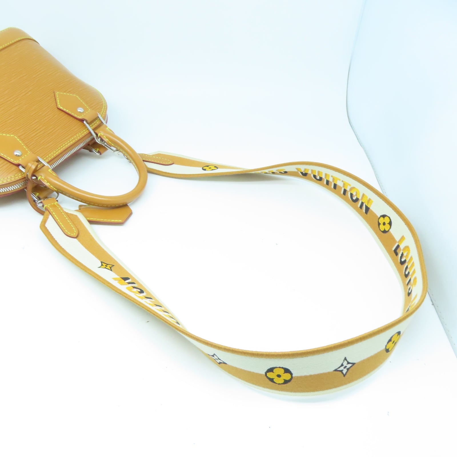LOUIS VUITTON Epi皮革Alma BB銀扣手挽肩背兩用袋棕色