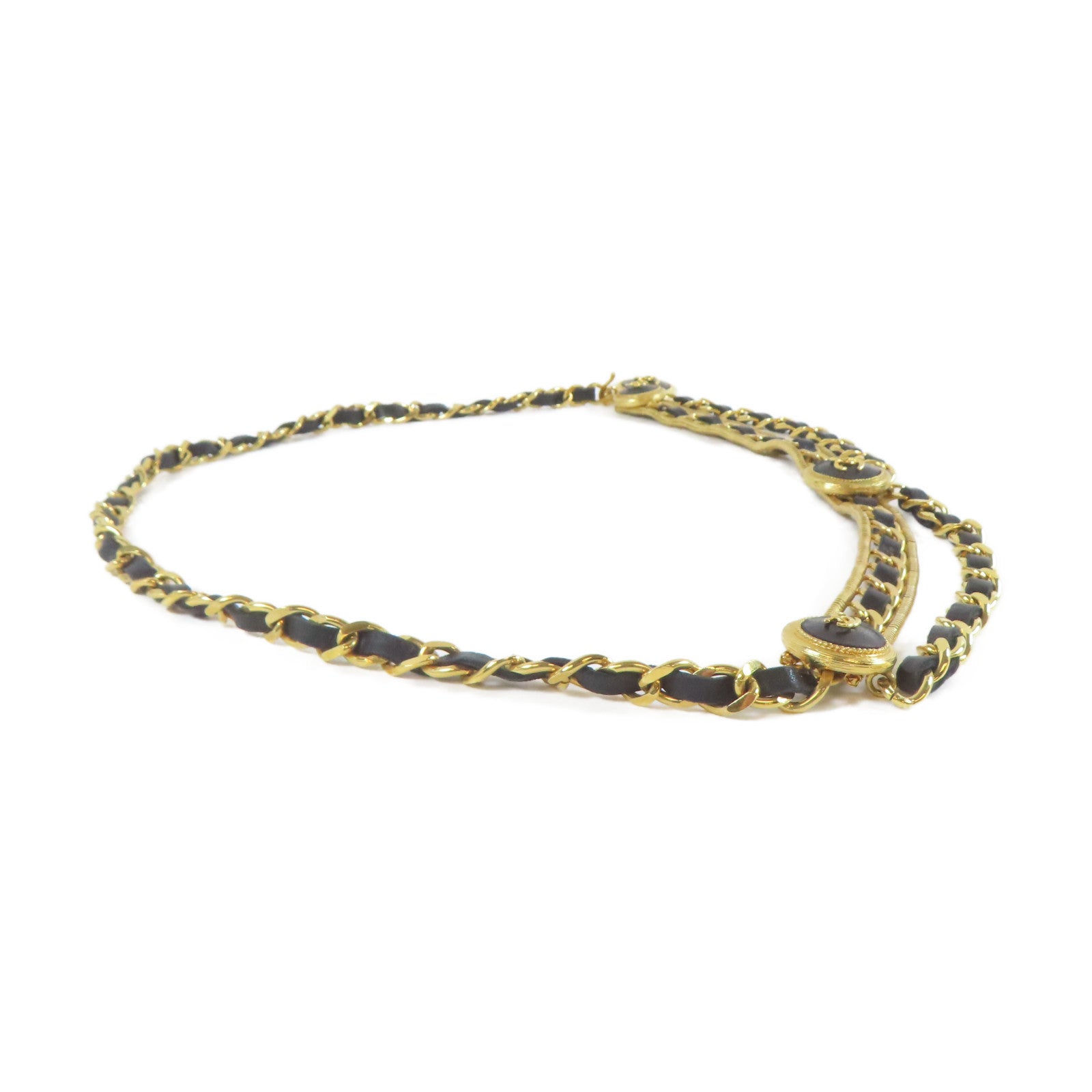 CHANEL 金屬Chain Belt腰帶金色/黑色