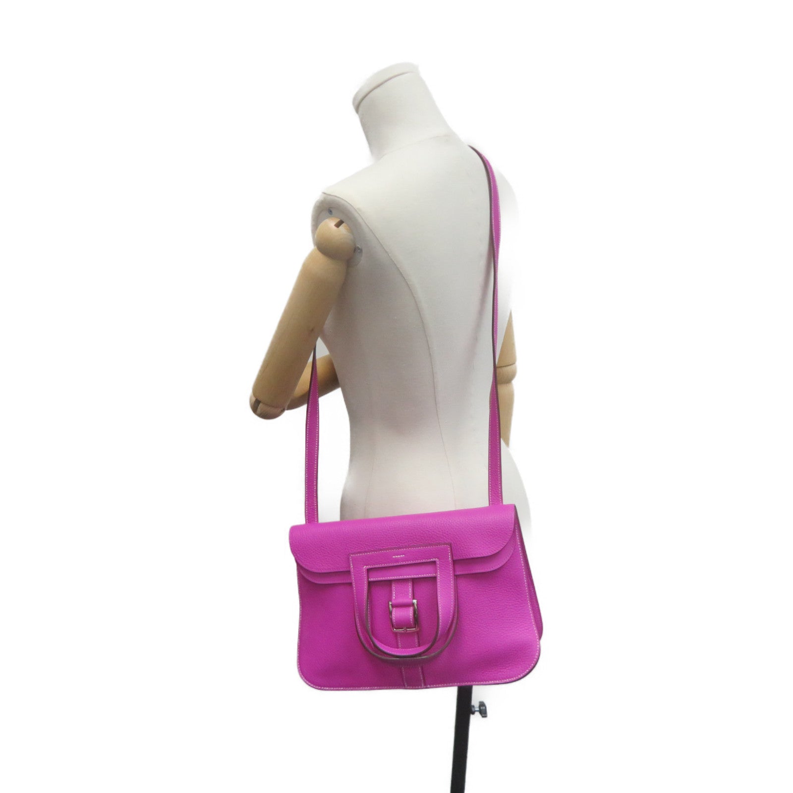 HERMES Clemence皮革Halzan 31 2way Shoulder Bag手挽肩背两用袋9I紫色