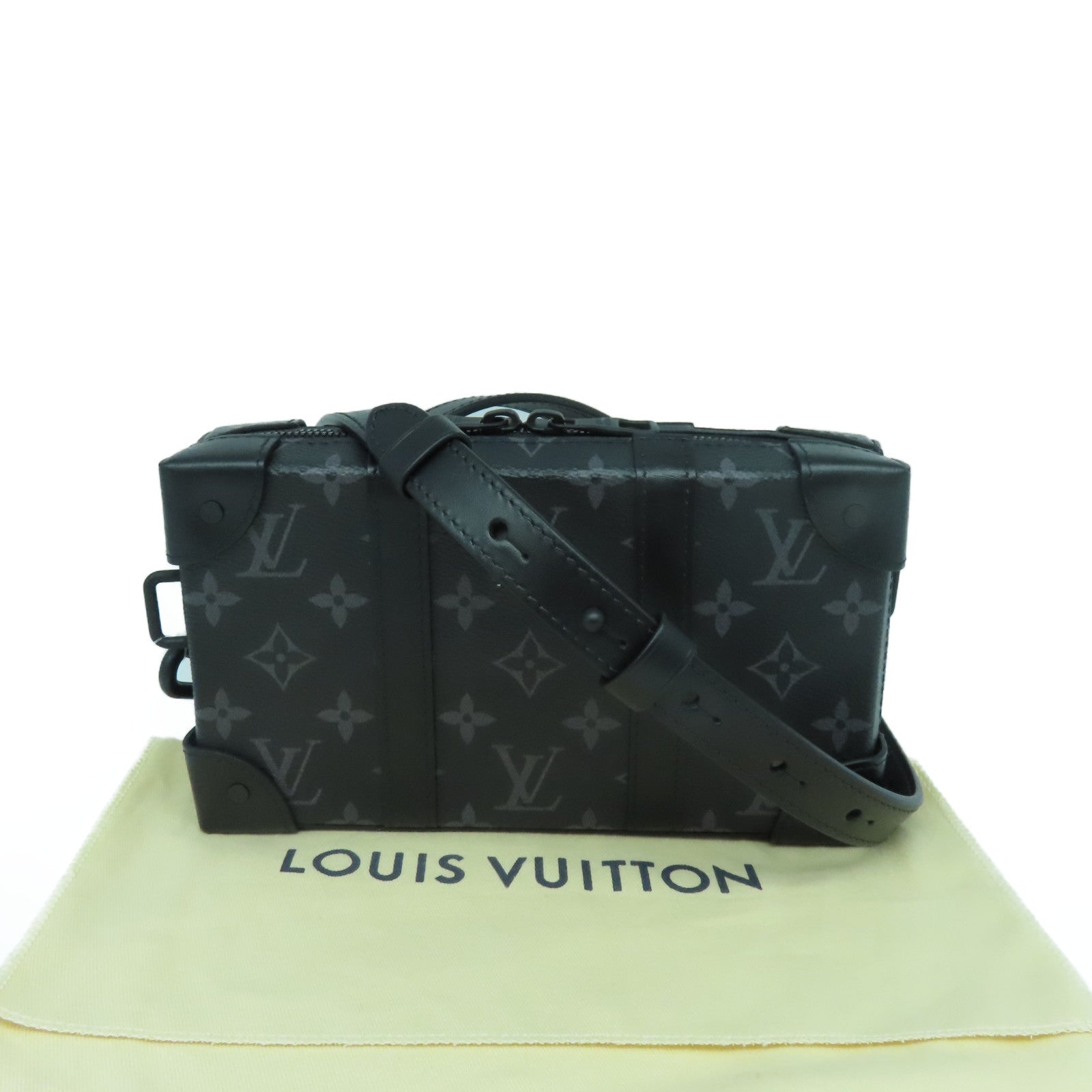 LOUIS VUITTON Monogram Eclipse Soft Trunk Shoulder Bag Black