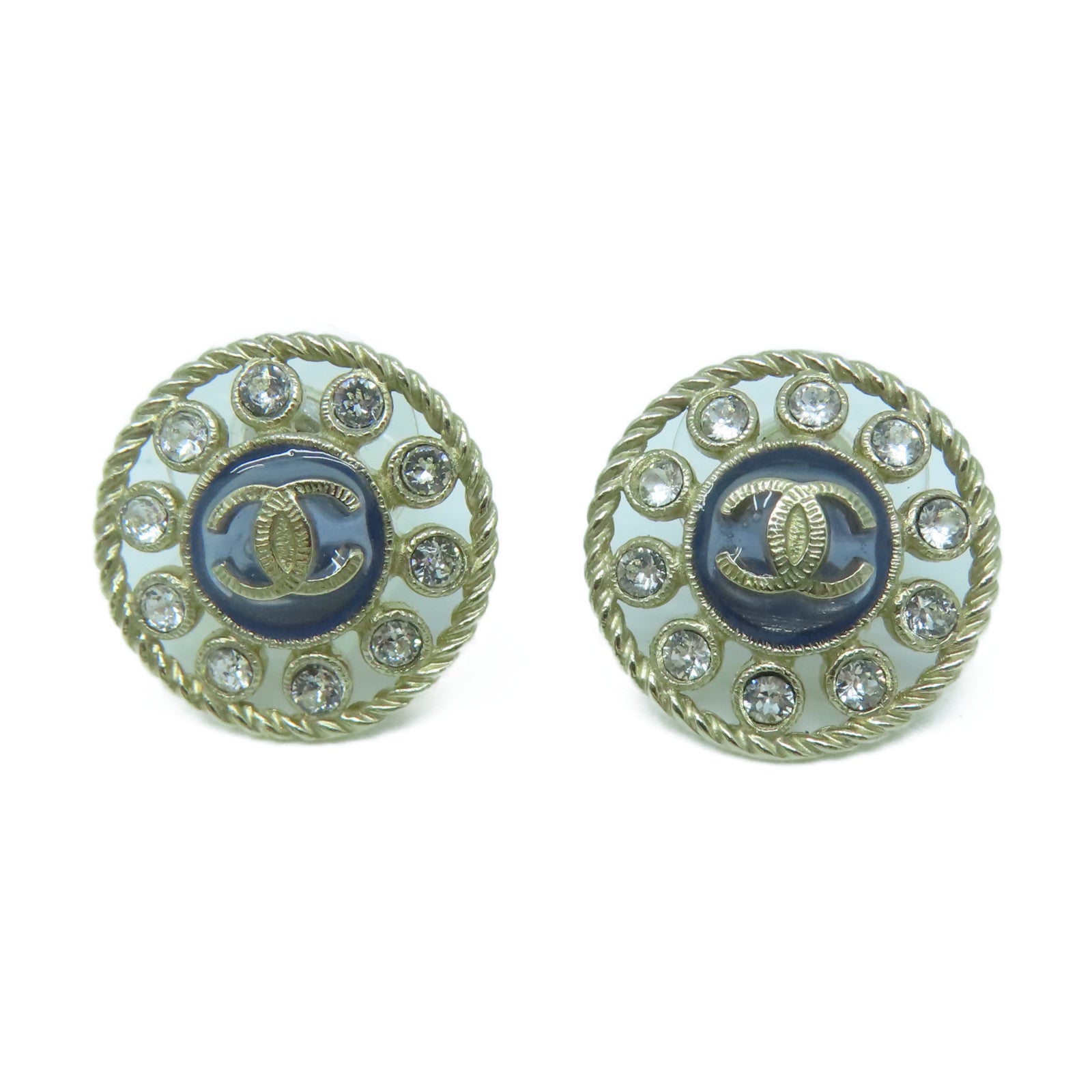 CHANEL 金屬Earrings耳環金色/藍色