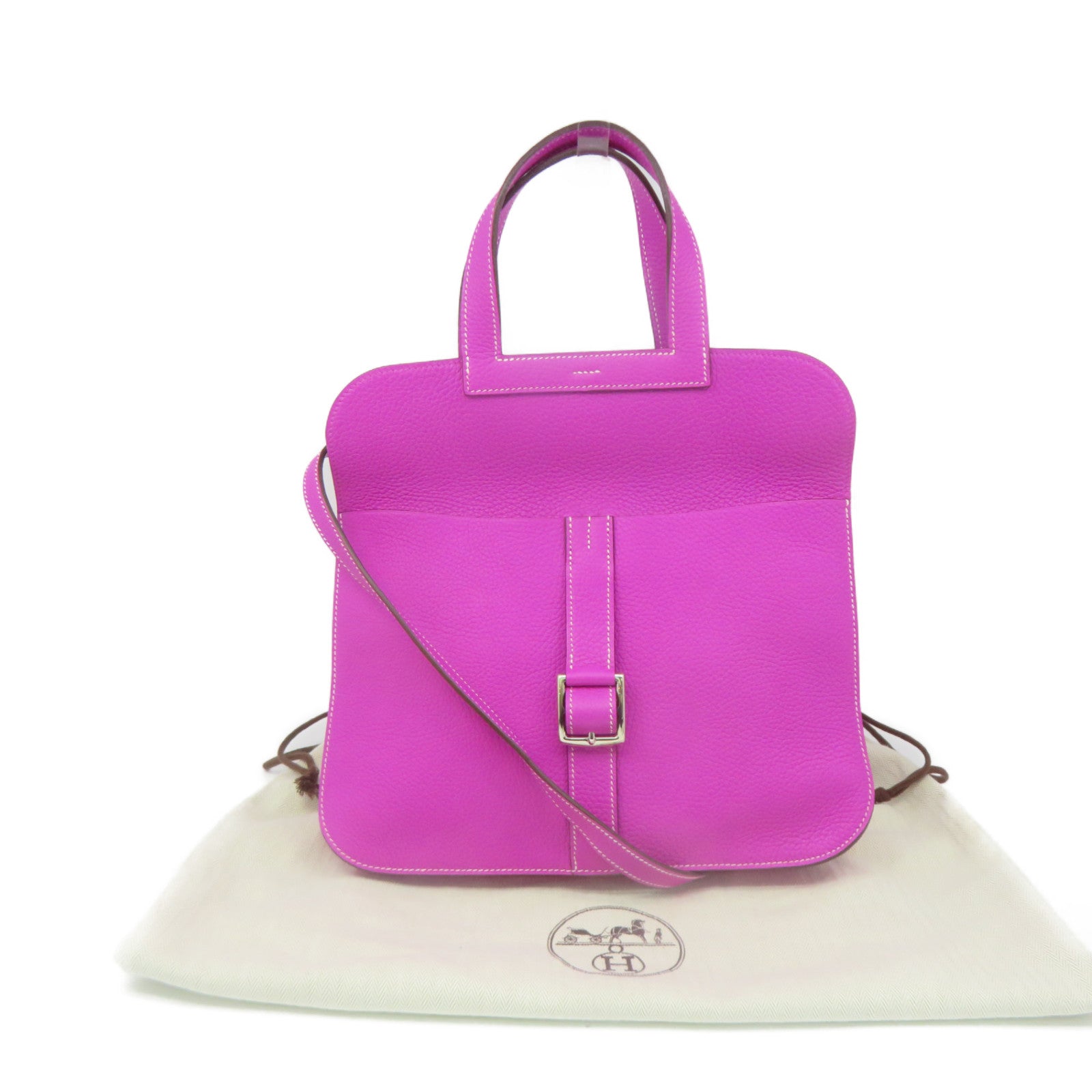 HERMES Clemence皮革Halzan 31 2way Shoulder Bag手挽肩背两用袋9I紫色