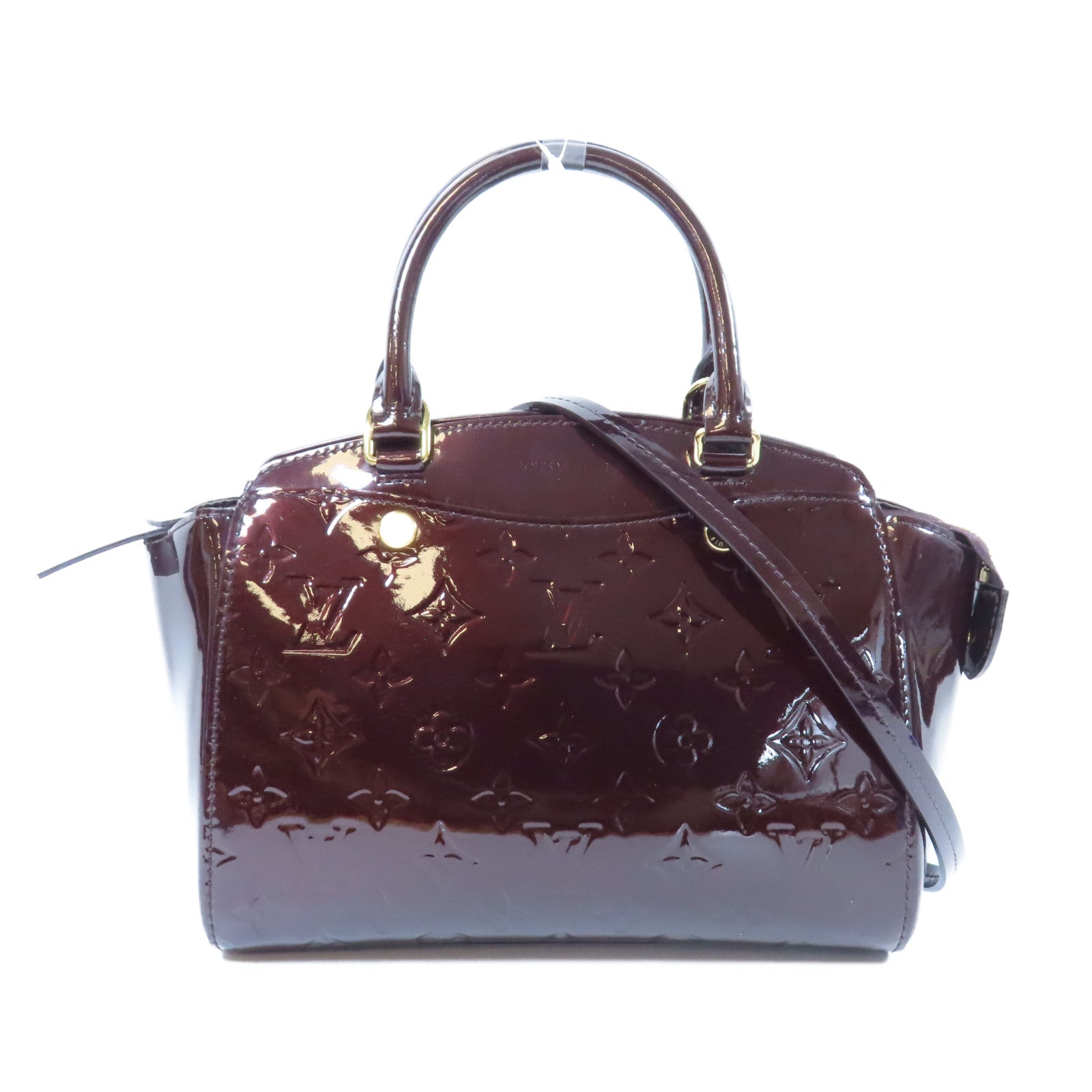 LOUIS VUITTON Monogram Vernis Alma PM金扣手挽袋酒紅色