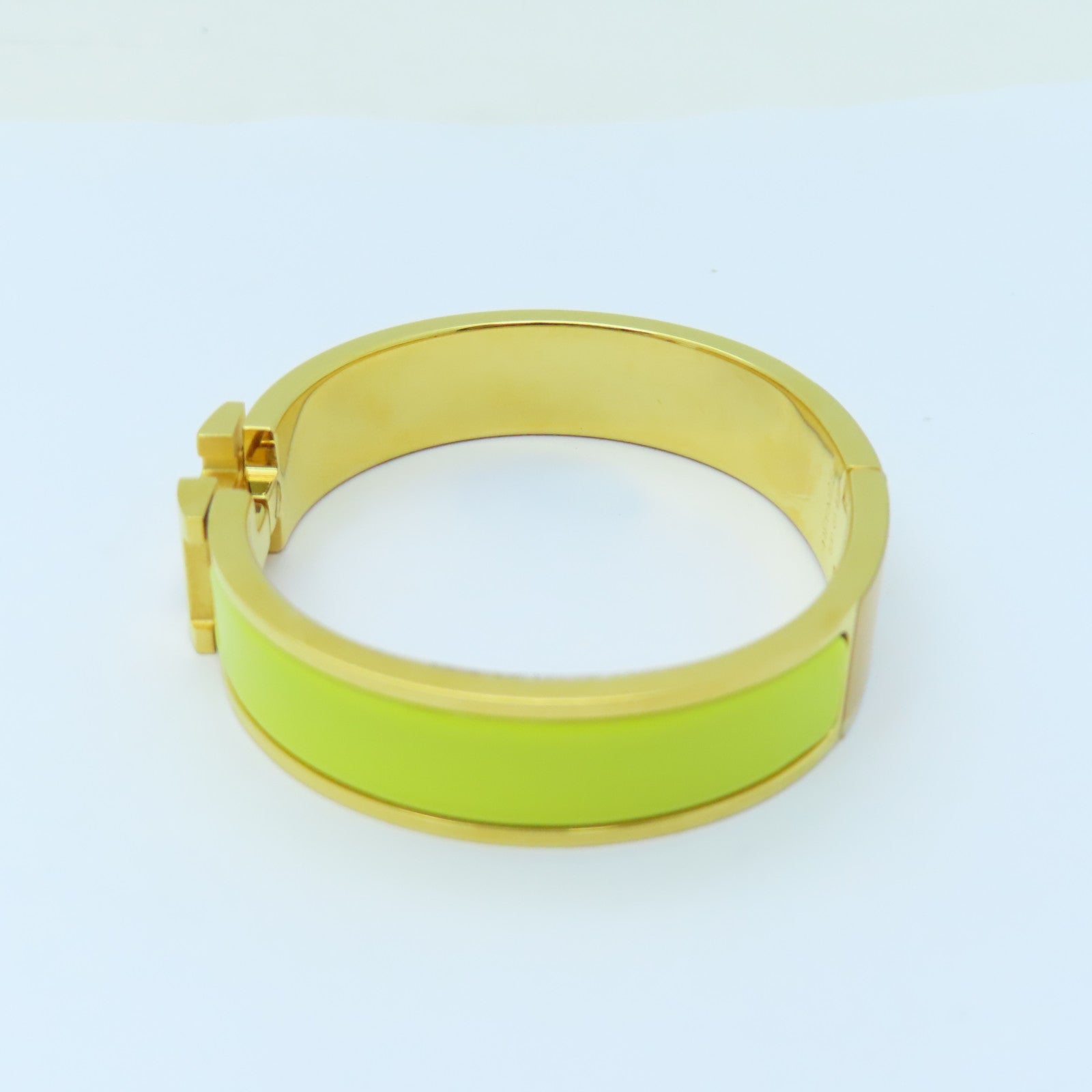 HERMES 金屬Clic H金扣手鐲Lime檸檬黃色