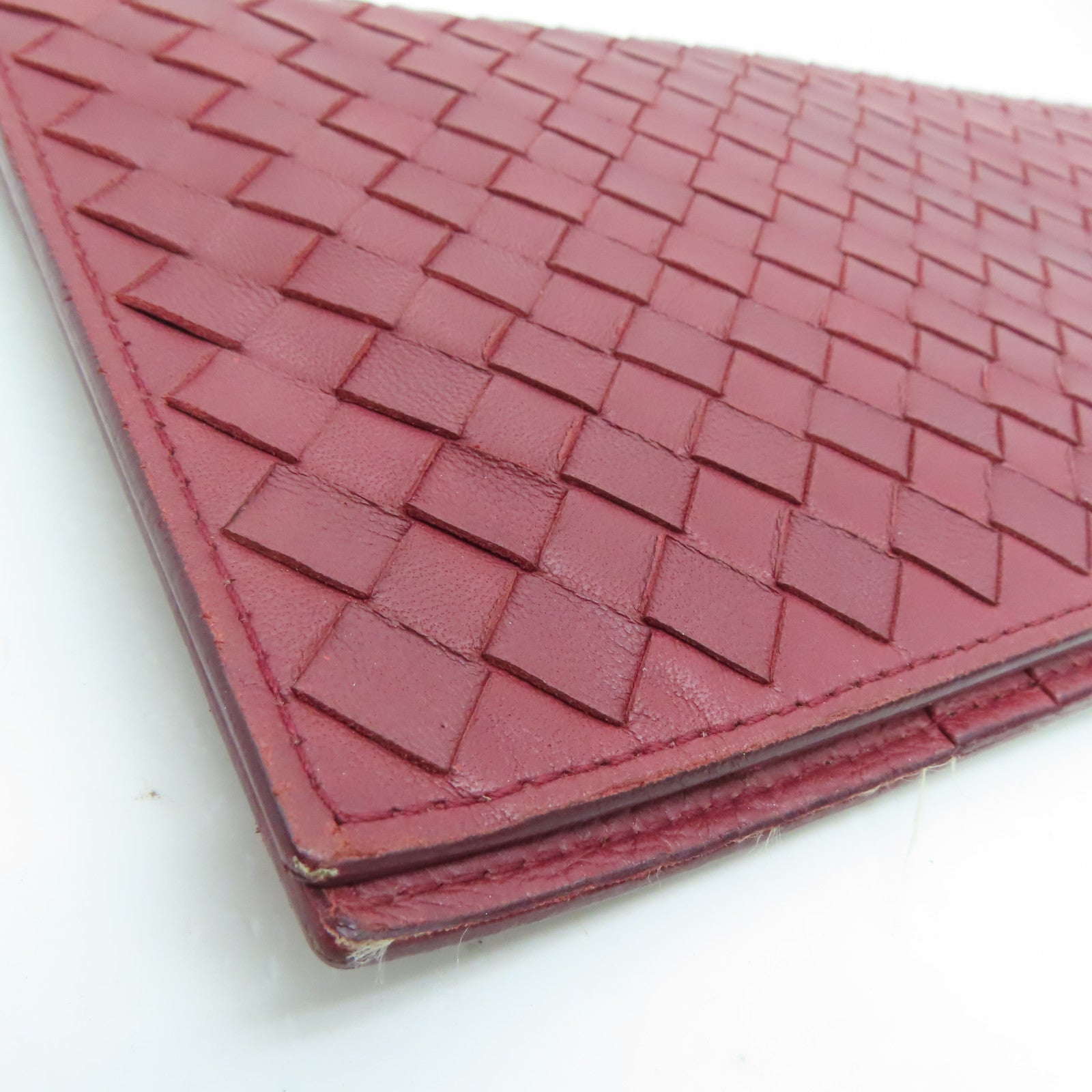 BOTTEGA VENETA 牛皮皮革Clutch金扣長錢包紅色