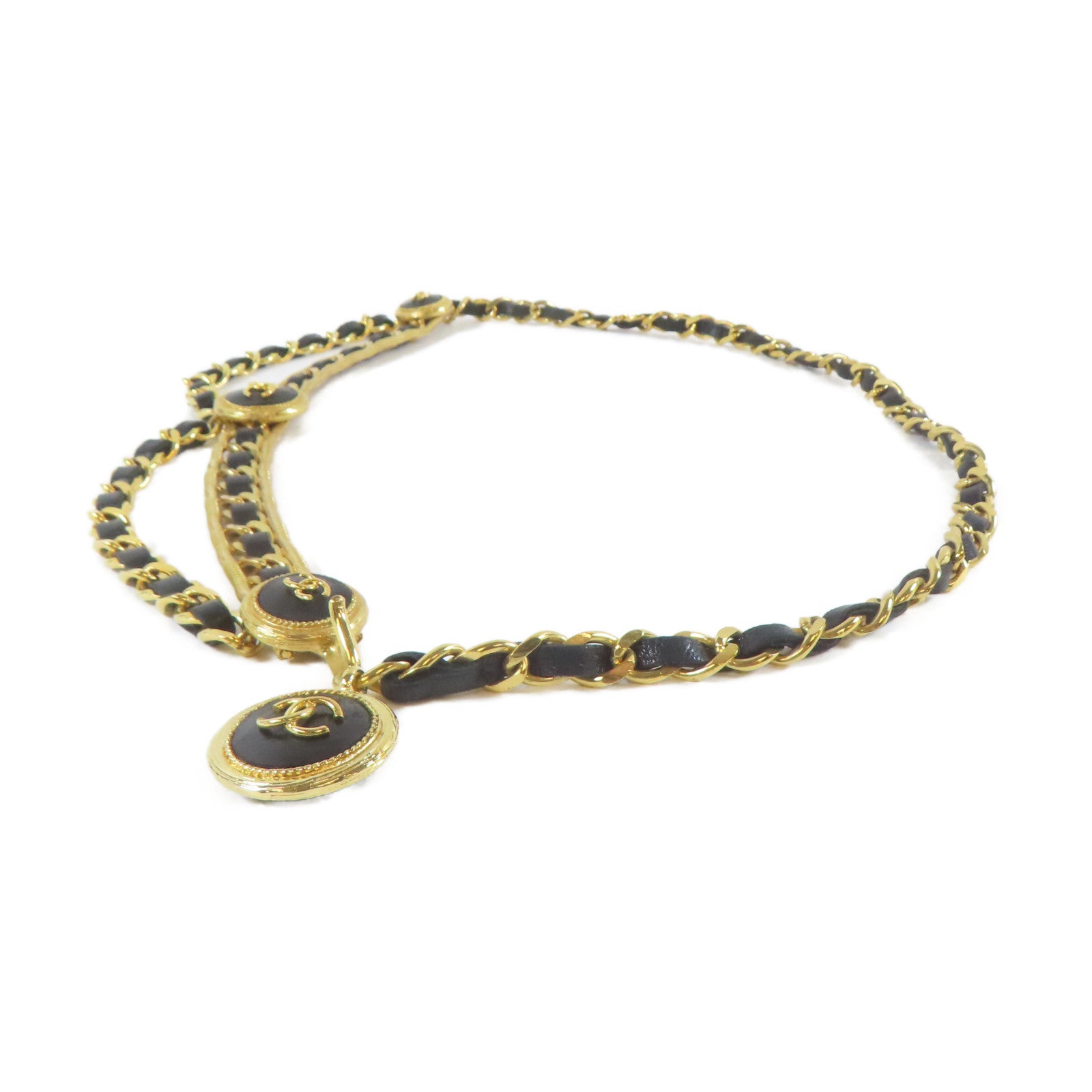 CHANEL 金屬Chain Belt腰帶金色/黑色