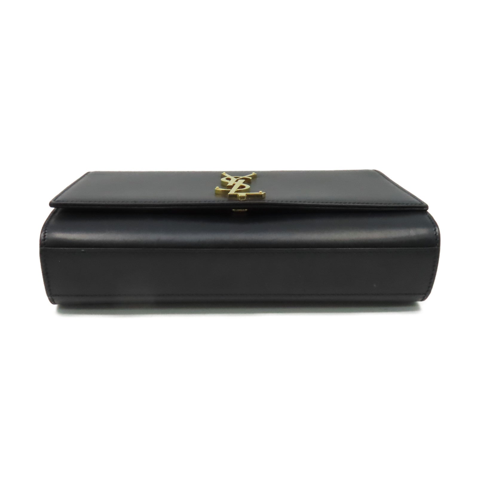 YVES SAINT LAURENT 牛皮皮革Kate Medium Chain Shoulder Bag金扣鏈帶肩背袋黑色