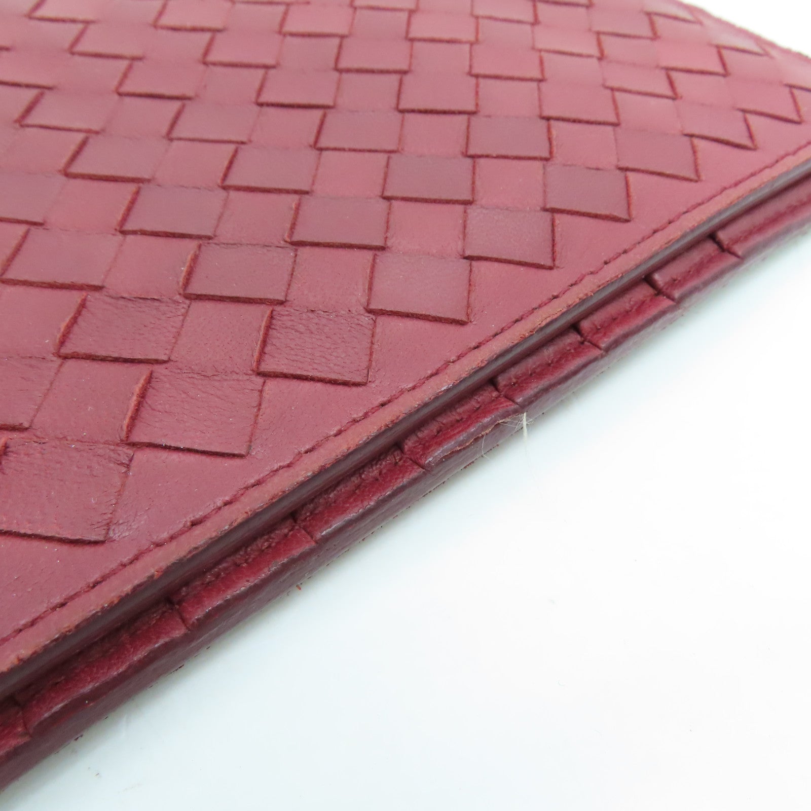 BOTTEGA VENETA 牛皮皮革Clutch金扣長錢包紅色