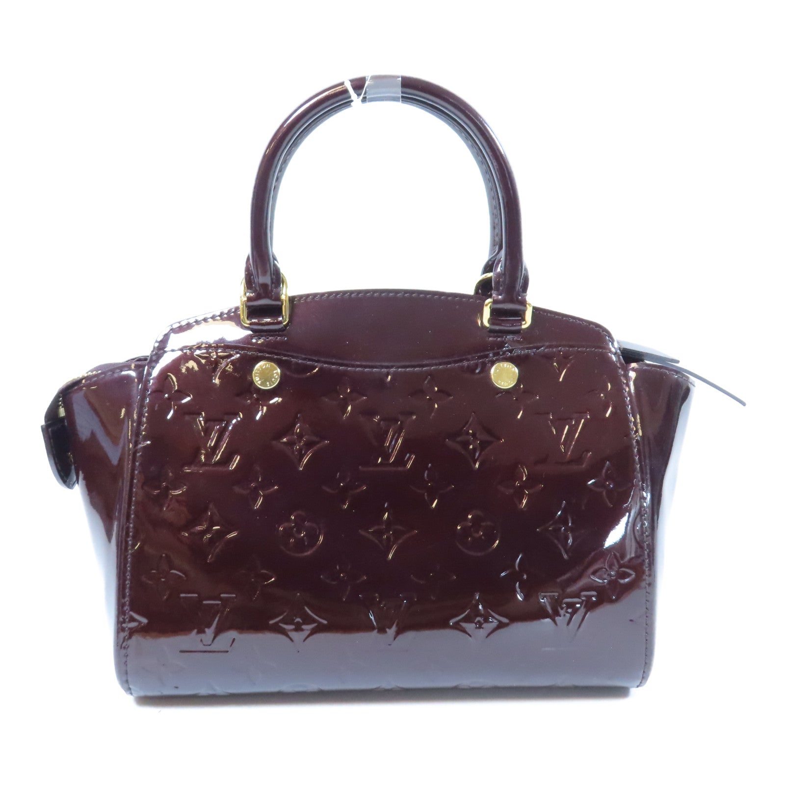 LOUIS VUITTON Monogram Vernis Alma PM金扣手挽袋酒紅色