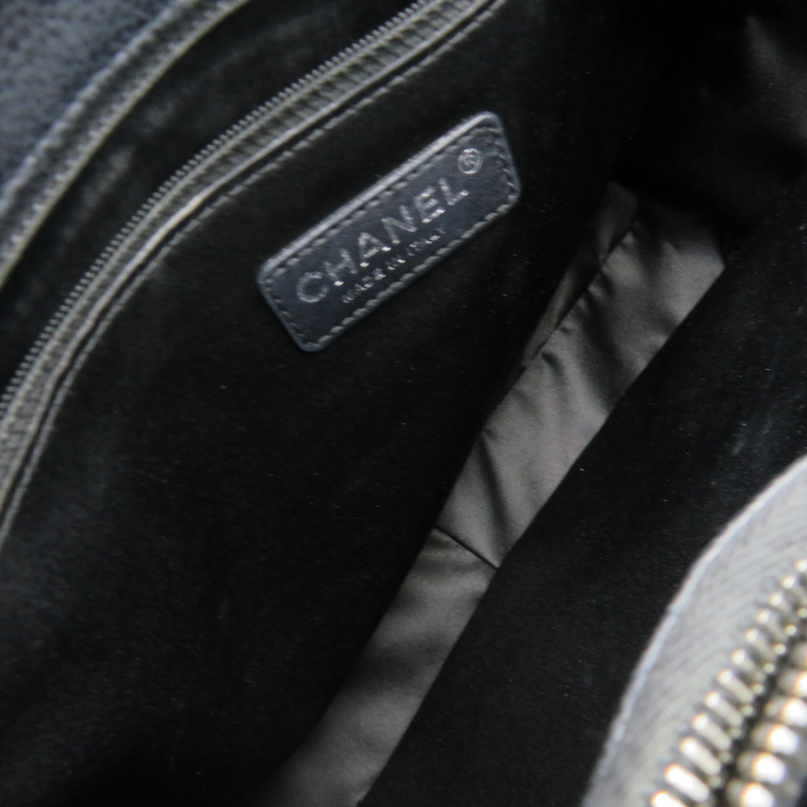 CHANEL Rhombus Caviar Leather GST Chain Shoulder Bag Silver Buckle Chain Belt Shoulder Bag Black