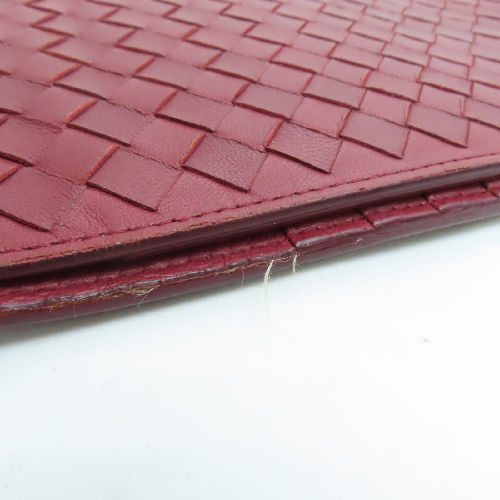 BOTTEGA VENETA 牛皮皮革Clutch金扣長錢包紅色