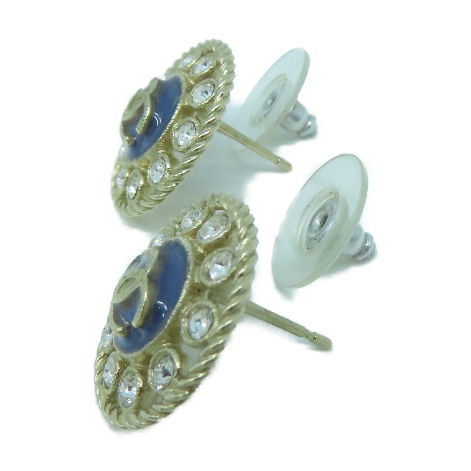 CHANEL 金屬Earrings耳環金色/藍色