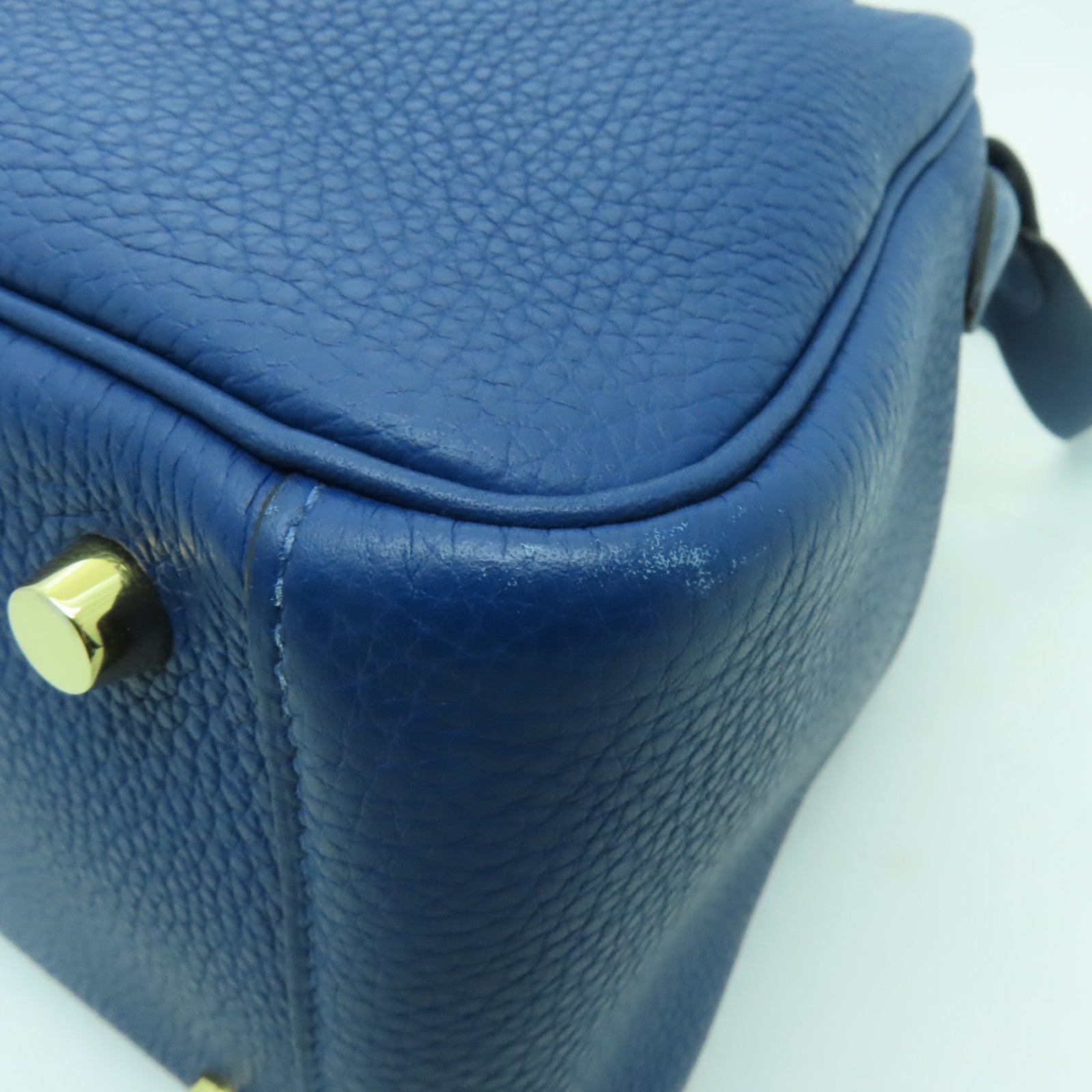 HERMES Clemence皮革Lindy 26金扣手挽肩背兩用袋藍色